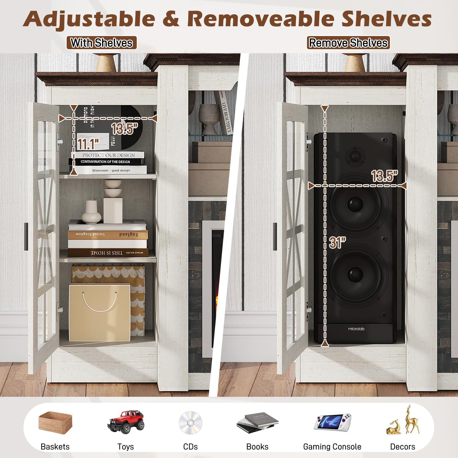 90" Electric Fireplace with Mantel