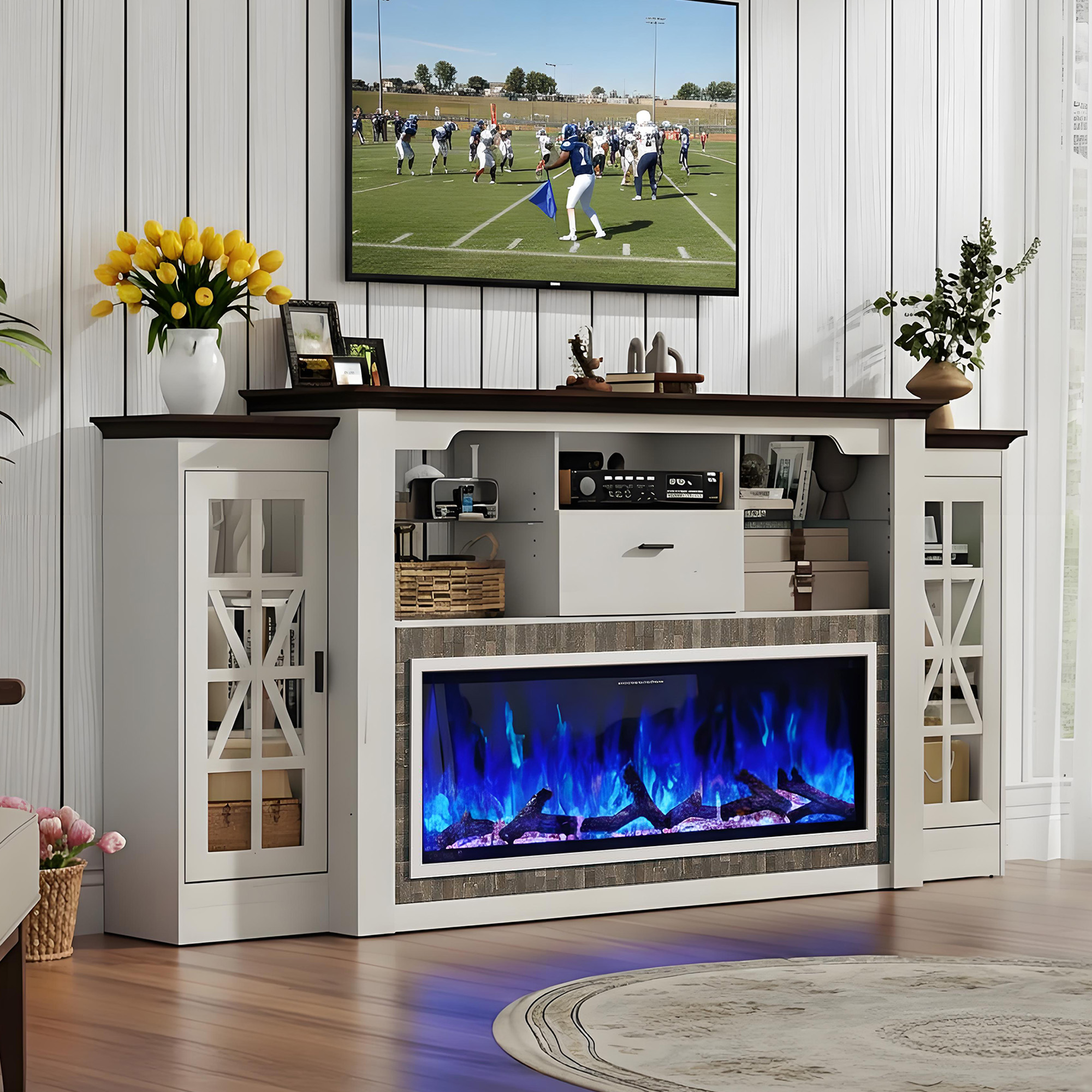90" Electric Fireplace with Mantel