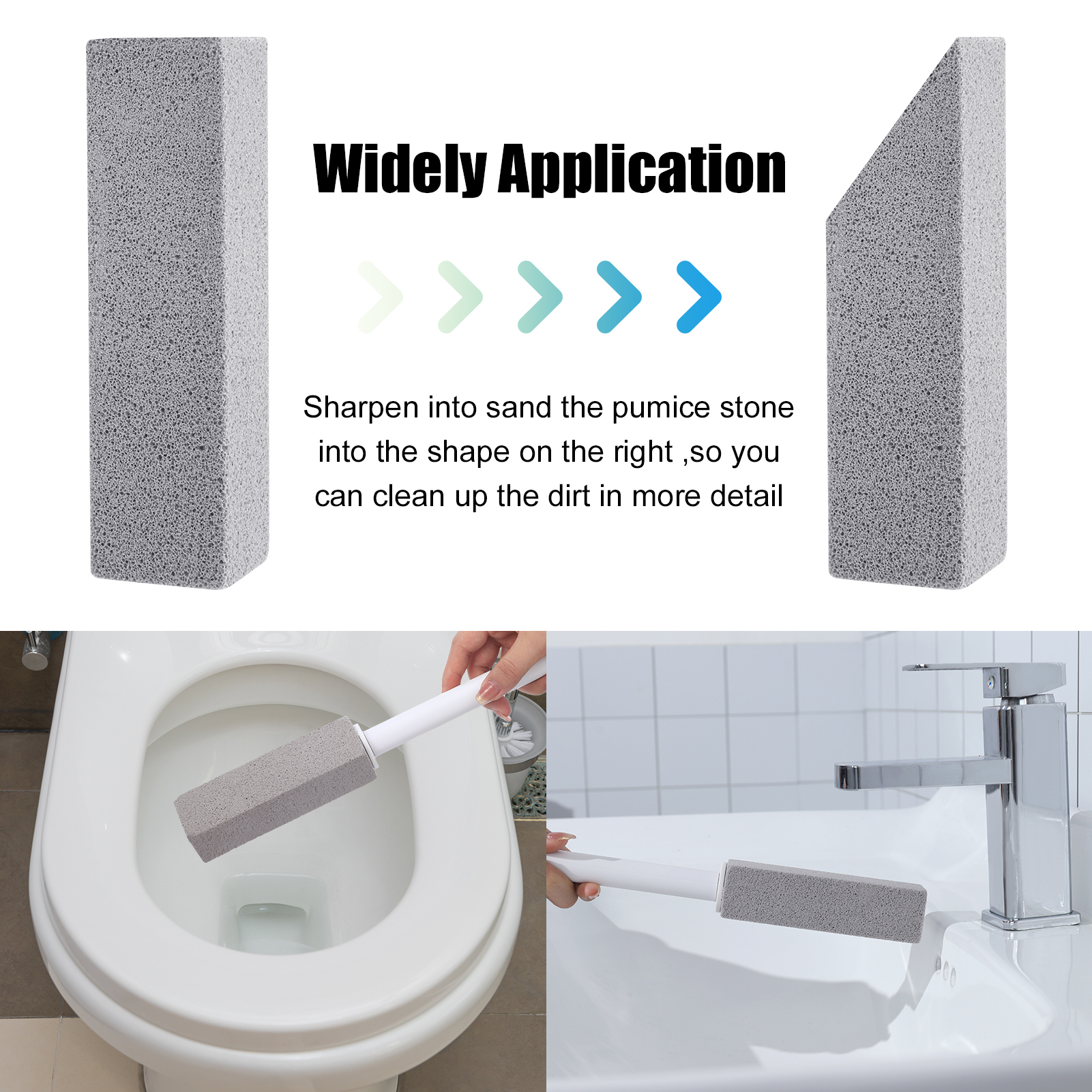 6 Pack Pumice Stick Toilet Bowl Cleaner Kit - with Long Handle & Replaceable Stones - Effortless Removal of Stubborn Hard Water Stains & Buildup - Toilet Pumice Stone