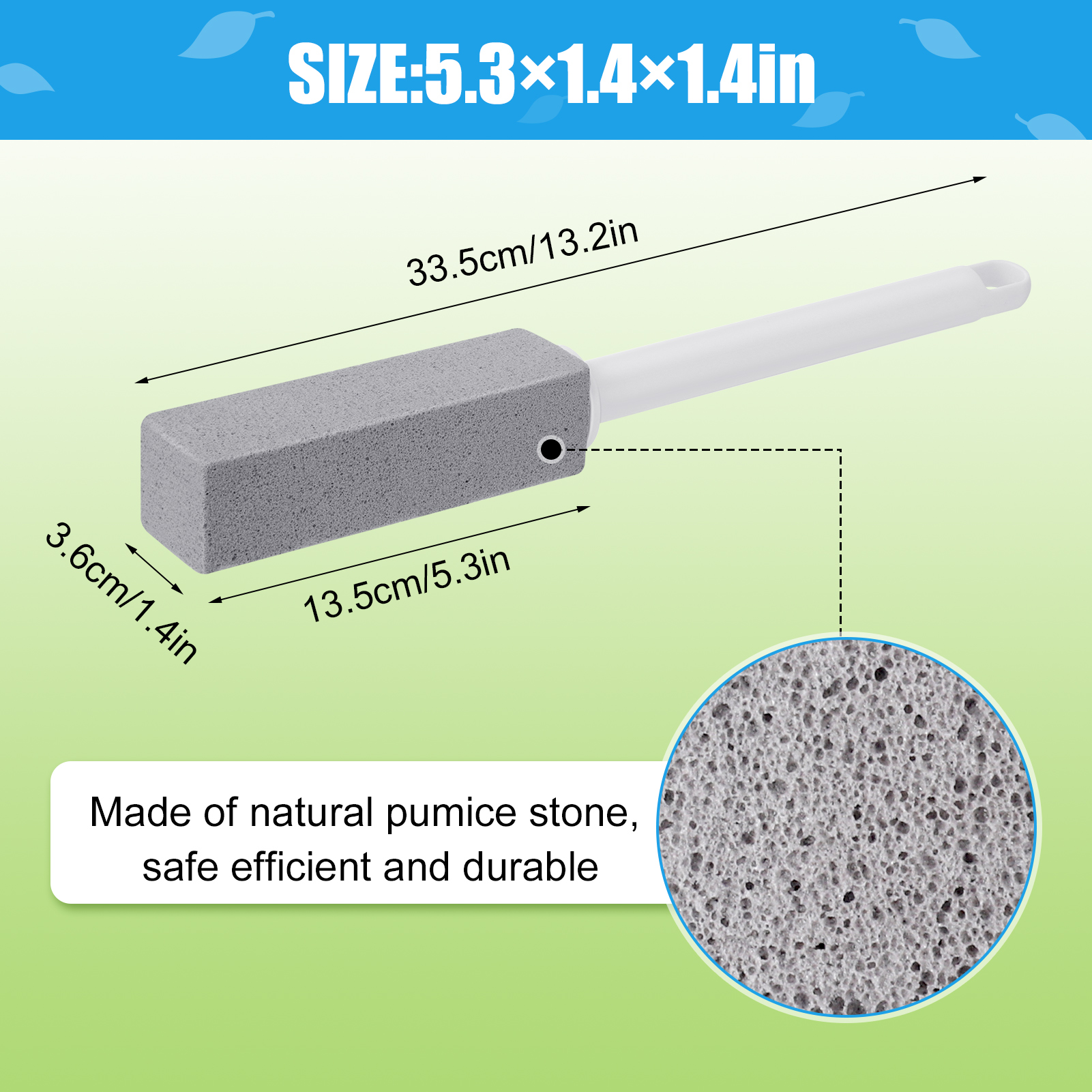 6 Pack Pumice Stick Toilet Bowl Cleaner Kit - with Long Handle & Replaceable Stones - Effortless Removal of Stubborn Hard Water Stains & Buildup - Toilet Pumice Stone