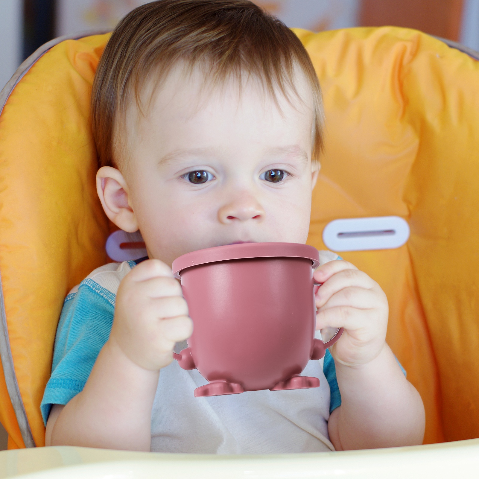 HEQUSIGNS Silicone Baby Feeding Set, 8 Piece Baby Led Weaning Utensils Set, Baby Plates and Bowl Set, Baby Spoon and Fork, Sippy Cup with Straw, Baby Feeding Supplies Set