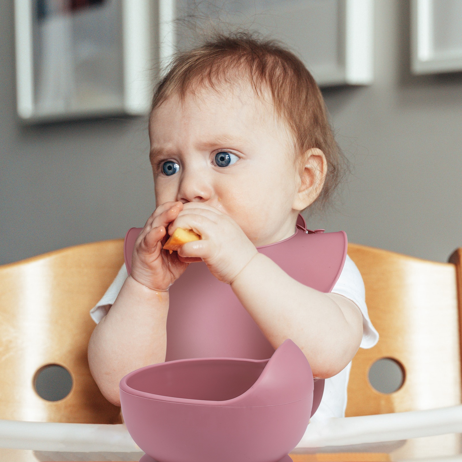 HEQUSIGNS Silicone Baby Feeding Set, 8 Piece Baby Led Weaning Utensils Set, Baby Plates and Bowl Set, Baby Spoon and Fork, Sippy Cup with Straw, Baby Feeding Supplies Set