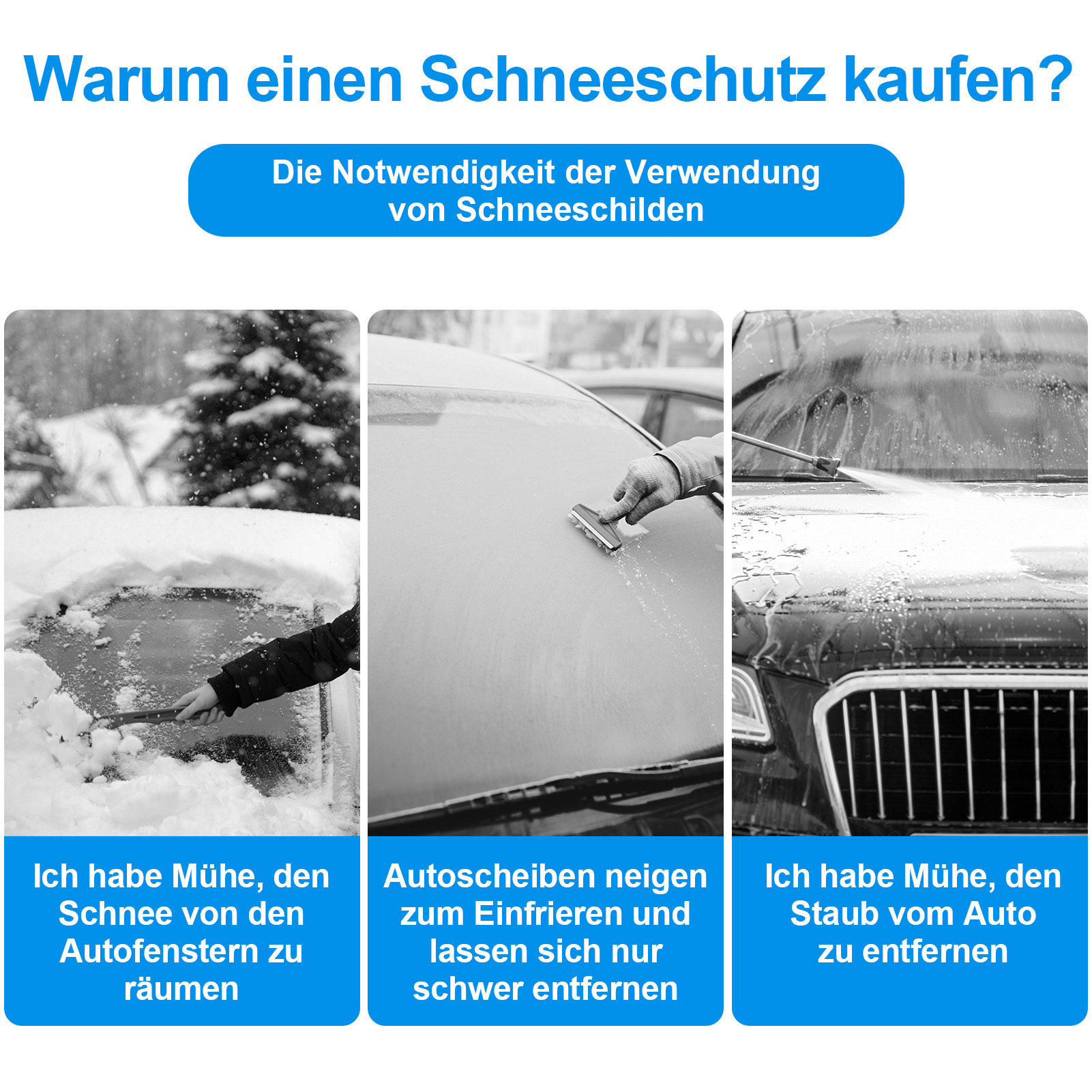 LUIISIS Car Windshield Cover with Side Mirror Cover from Ice, Snow, Sun, Dust, 57.87" x 45.67", Magnetic Windshield Cover Foldable, Fit for Large Sedan/Large SUV/Pickup, Waterproof and Windproof