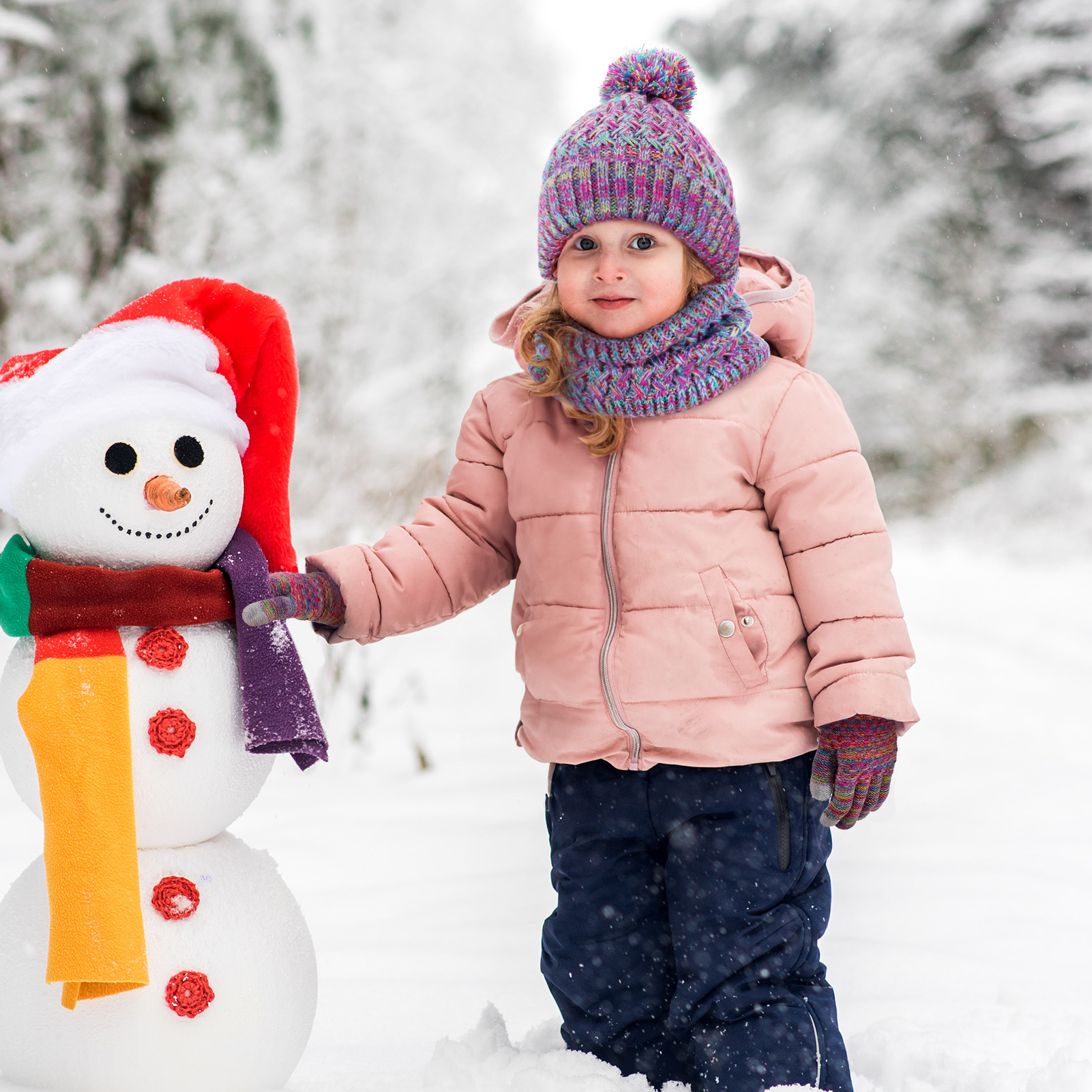 Bocaoying Girls Winter Hat Gloves Scarf Set, Kids Winter Beanie Hat Scarf Gloves Set, Toddler Warm Hats Beanie with Pom Knit Neck Warmer Gaiter Mittens Fleece Lined Set Aged 1-6