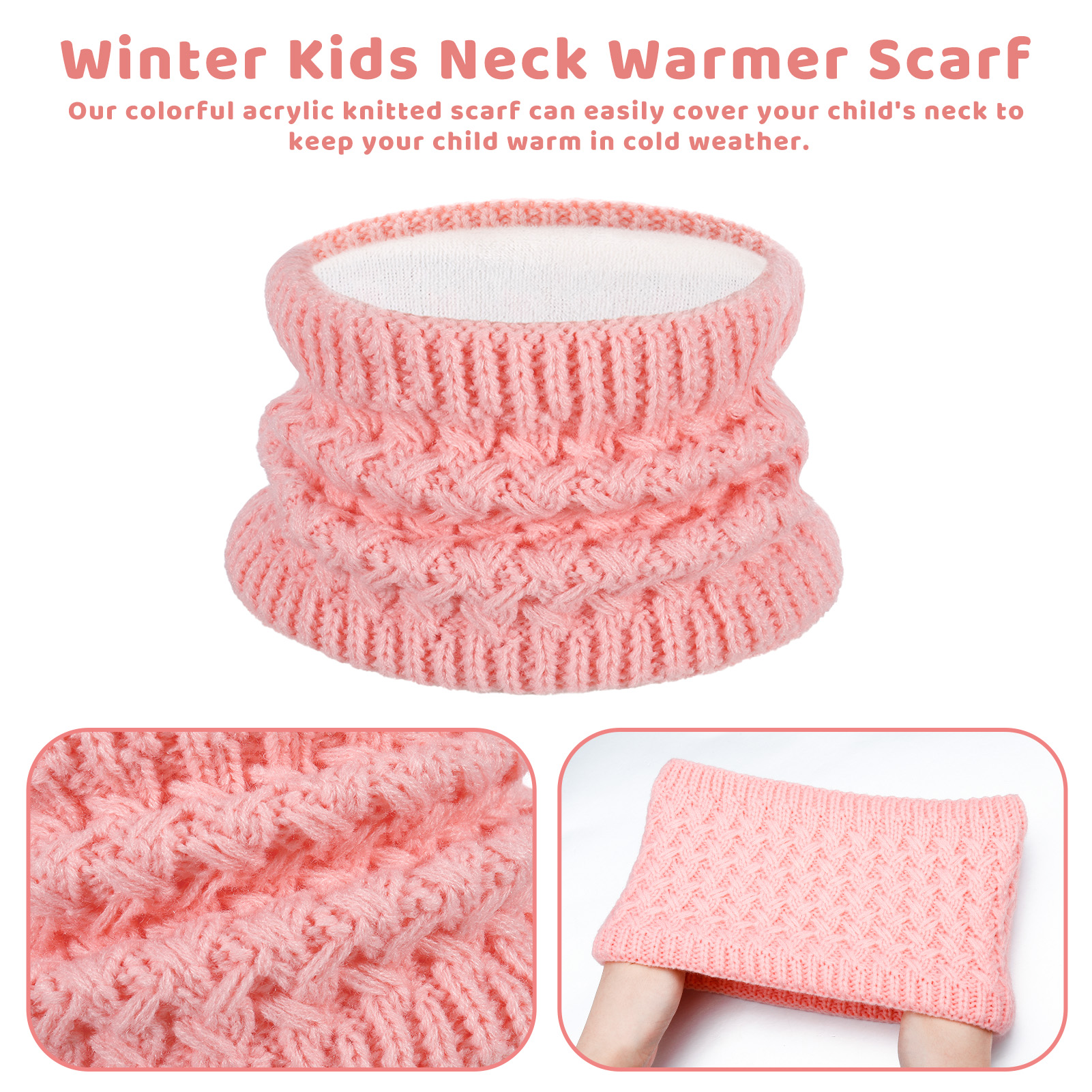 Bocaoying Girls Winter Hat Gloves Scarf Set, Kids Winter Beanie Hat Scarf Gloves Set, Toddler Warm Hats Beanie with Pom Knit Neck Warmer Gaiter Mittens Fleece Lined Set Aged 1-6