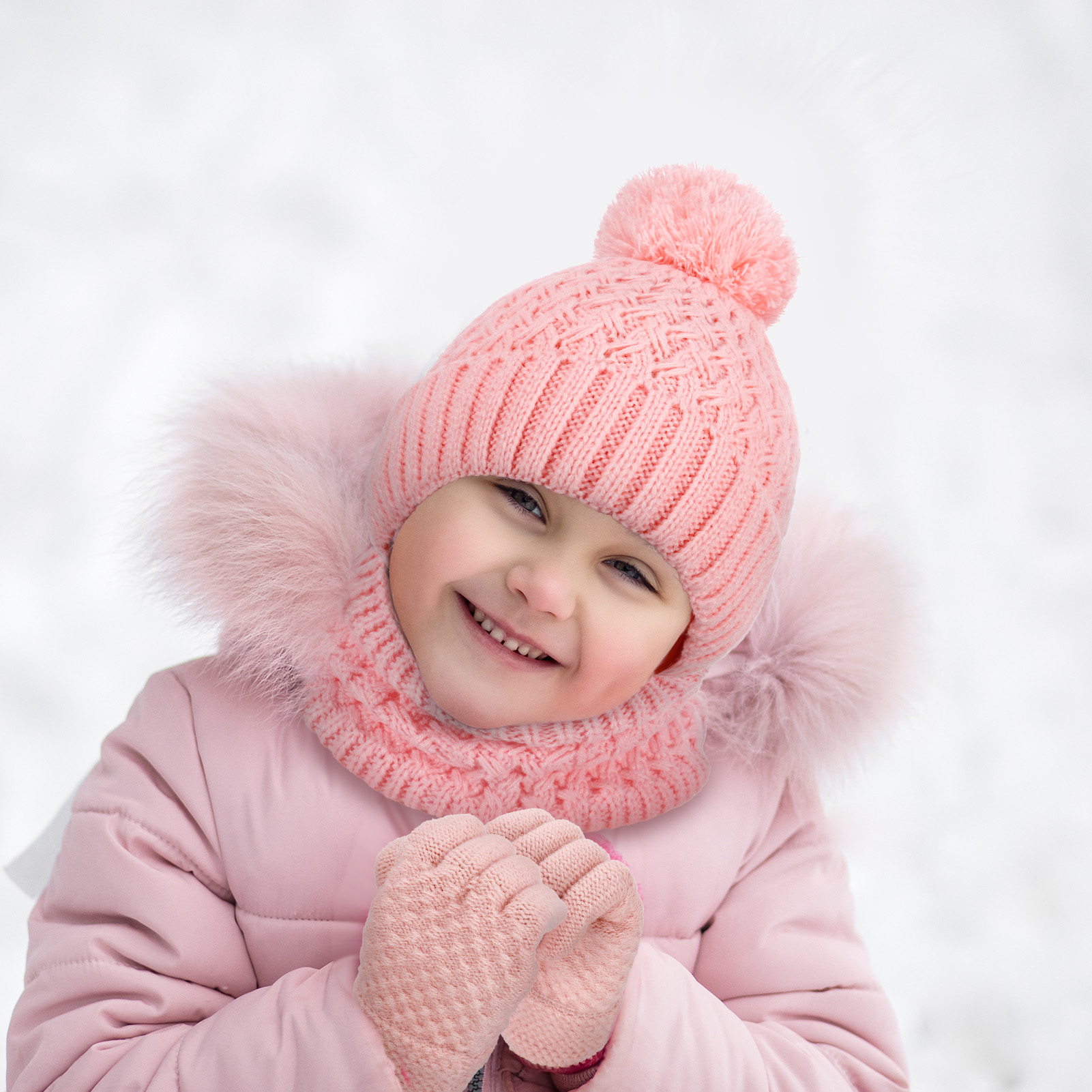 Bocaoying Girls Winter Hat Gloves Scarf Set, Kids Winter Beanie Hat Scarf Gloves Set, Toddler Warm Hats Beanie with Pom Knit Neck Warmer Gaiter Mittens Fleece Lined Set Aged 1-6