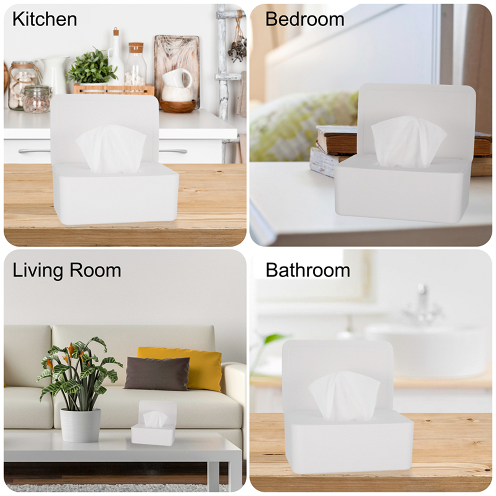 Taihexin Wipes Dispenser, Refillable Baby Wipes Container with Sealing Design Lid, Wet Wipes Storage Box, Keeps Wipes Fresh, One-Handed Operation, Non-Slip, Wet Tissue Box(White)