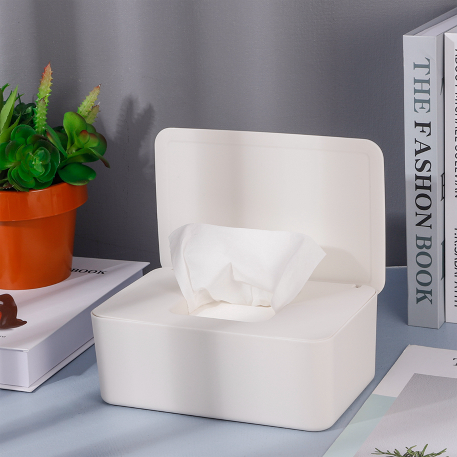 Taihexin Wipes Dispenser, Refillable Baby Wipes Container with Sealing Design Lid, Wet Wipes Storage Box, Keeps Wipes Fresh, One-Handed Operation, Non-Slip, Wet Tissue Box(White)