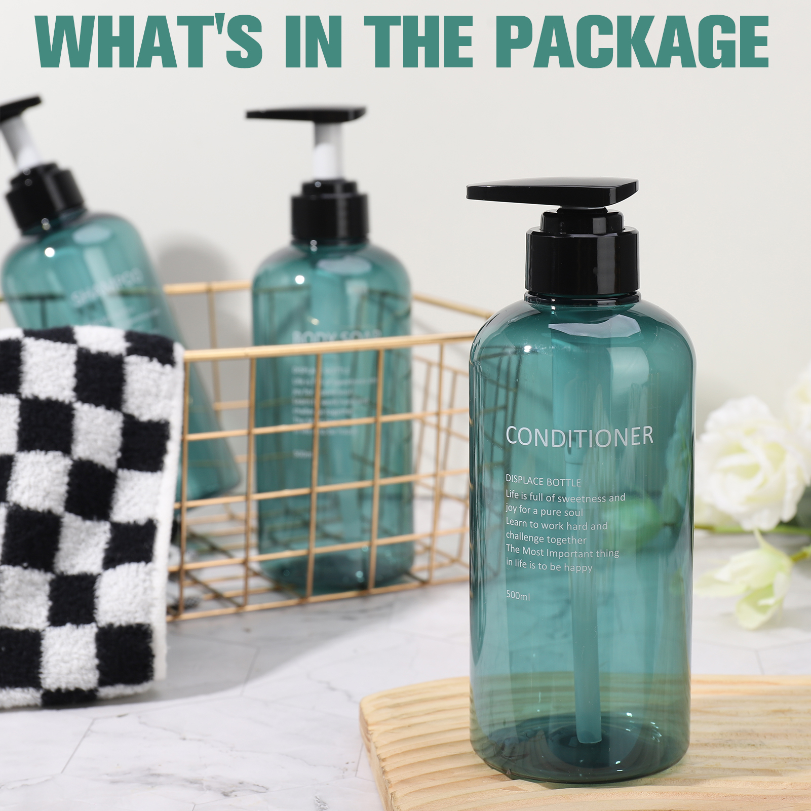 Qweryboo 3 Pack Shampoo and Conditioner Dispensers