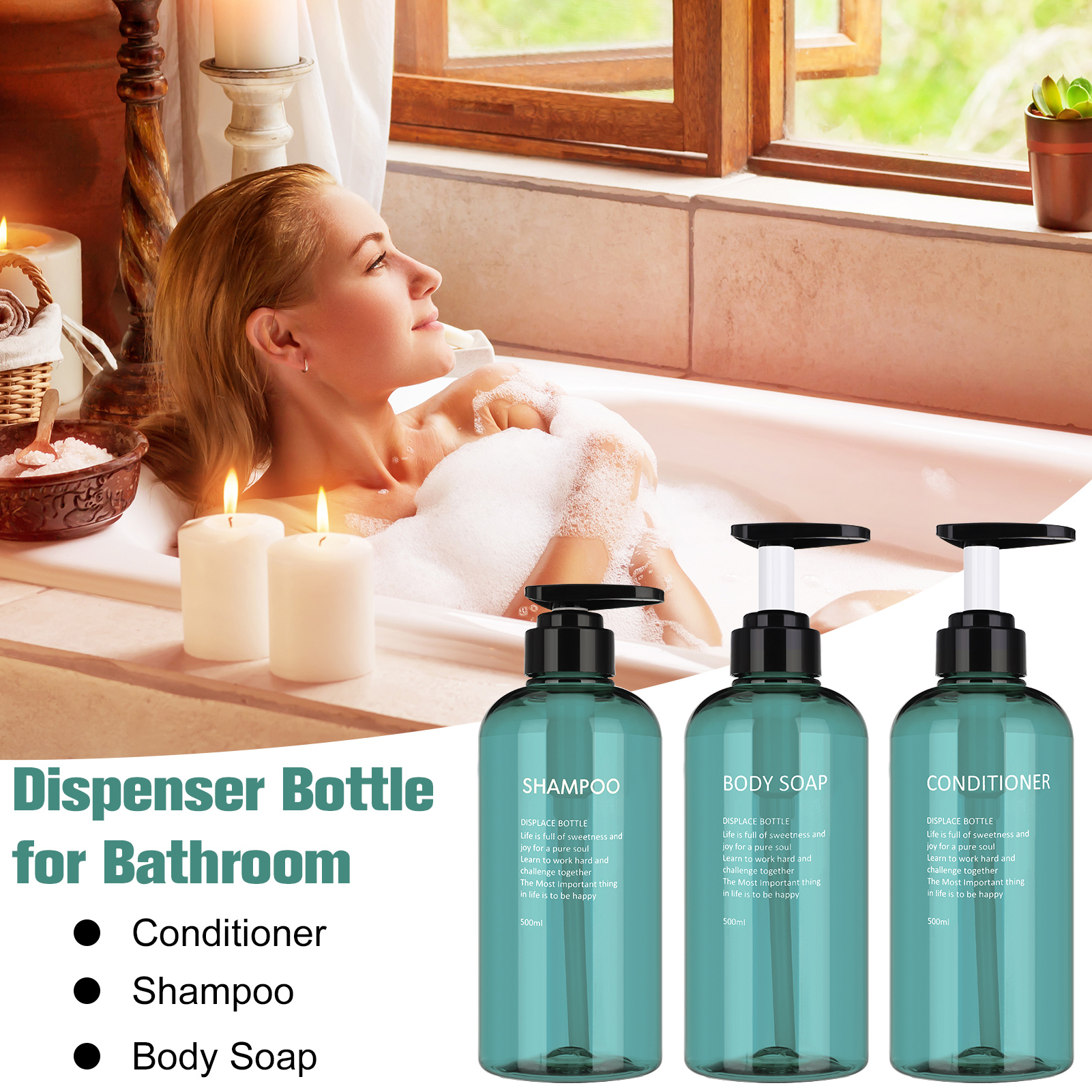 Qweryboo 3 Pack Shampoo and Conditioner Dispensers