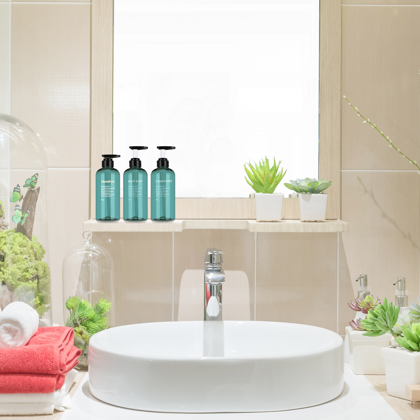 Qweryboo 3 Pack Shampoo and Conditioner Dispensers