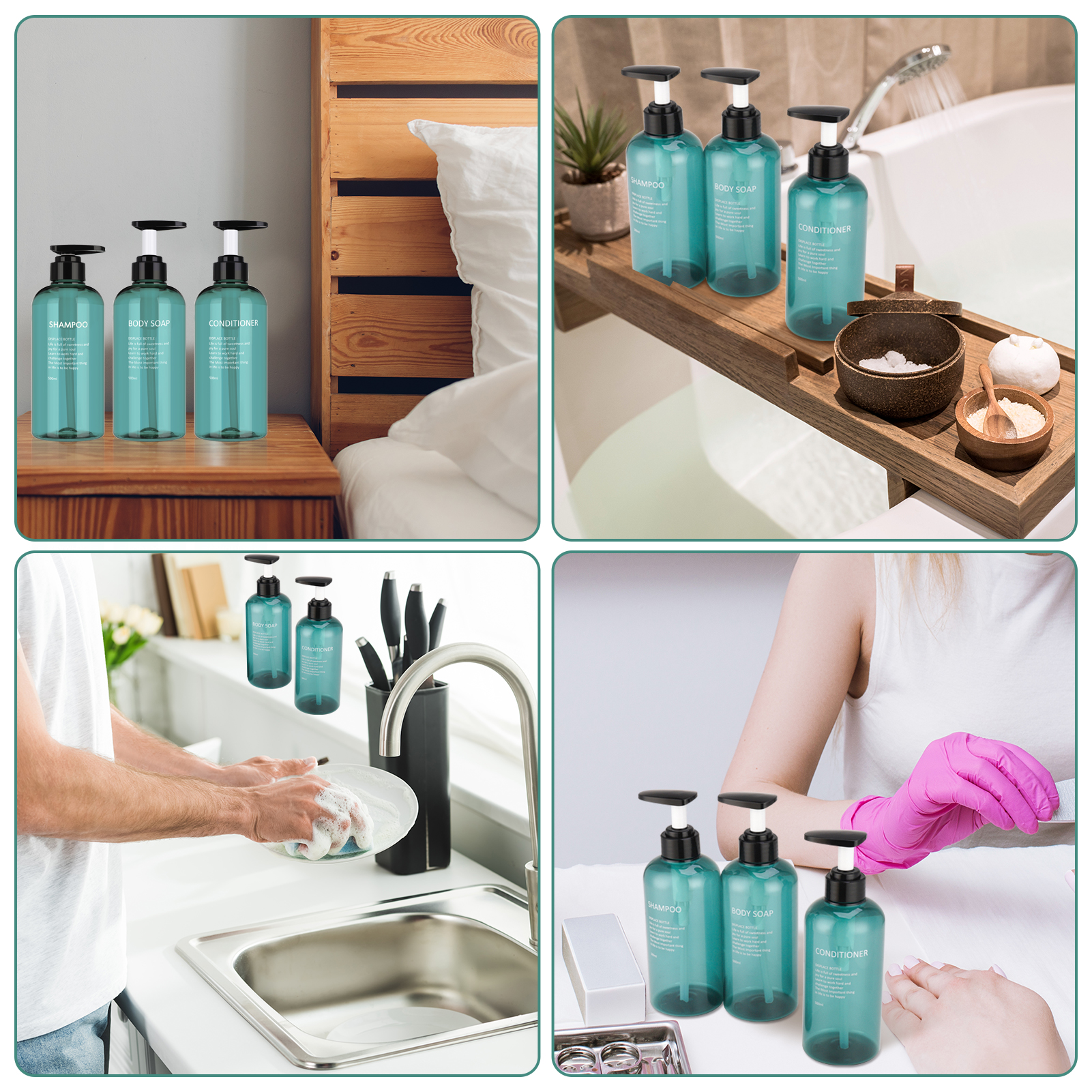 Qweryboo 3 Pack Shampoo and Conditioner Dispensers