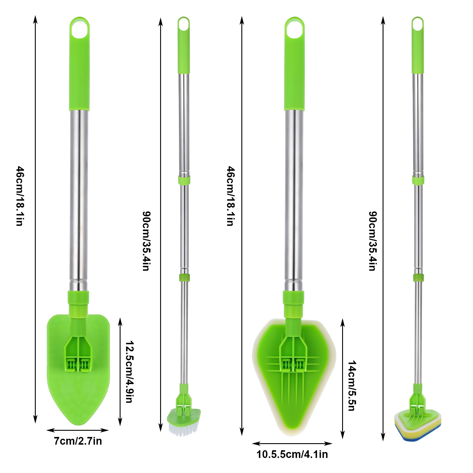 Armscye Long Handled Scrub Brush for Shower, 35'' Tub Cleaning Scrubber Brush Set, Adjustable Long Handle Scrub Brush for Cleaning Bathtub Wall Bathroom Glass Toilet