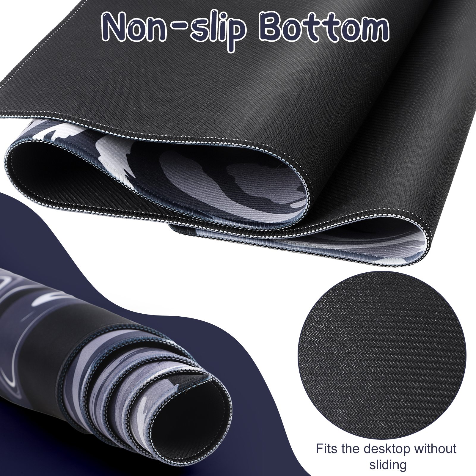 sixwipe Large Gaming Mouse Pad (XXL), Non Slip 35.4 x 15.7 inches Computer Pad for Desk, 3mm Thickened Big Rubber Base Mouse Mat with Stitched Edges for Work, Game, Office, Home