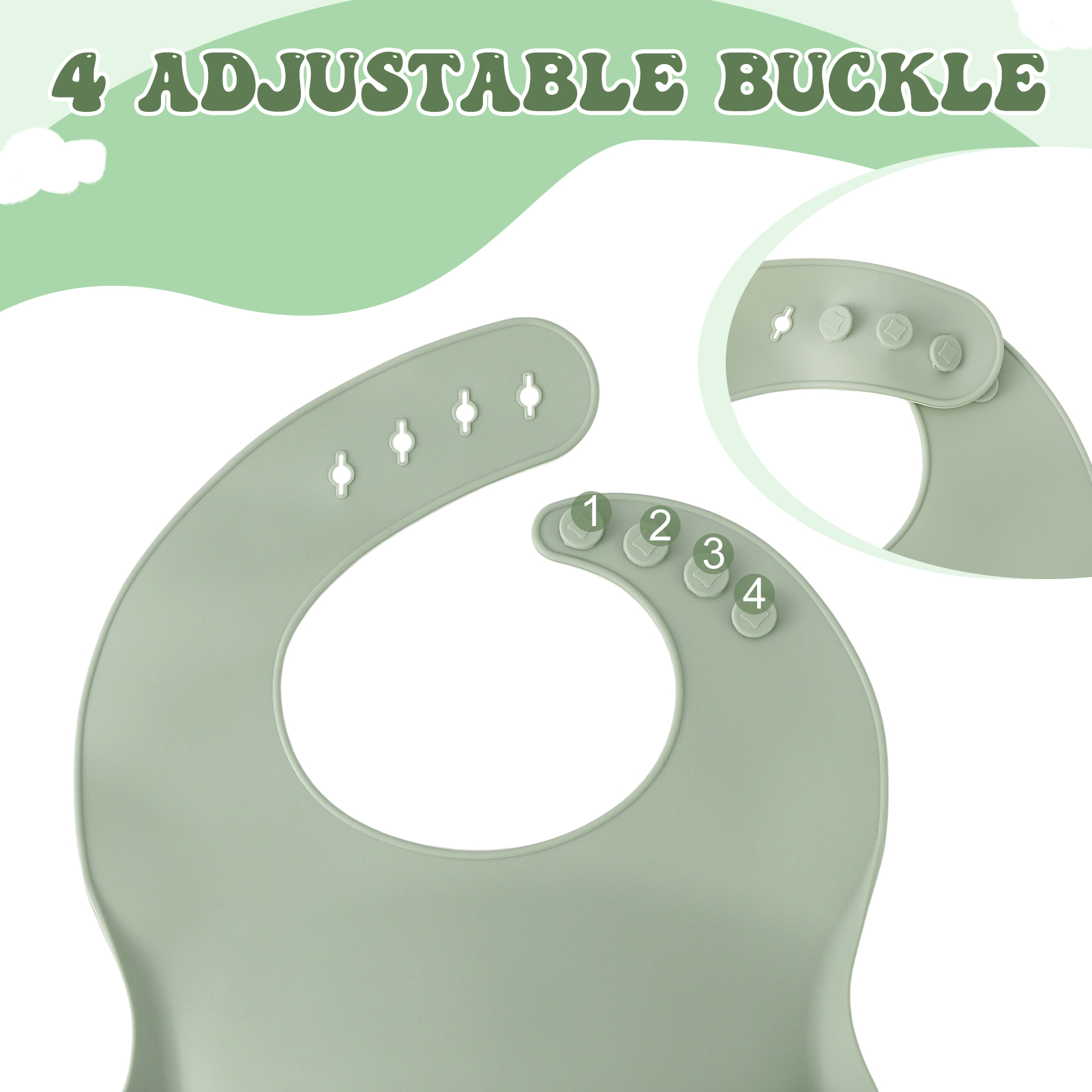 HEQUSigns Army Green Silicone Baby Feeding Supplies Set, 8 Piece