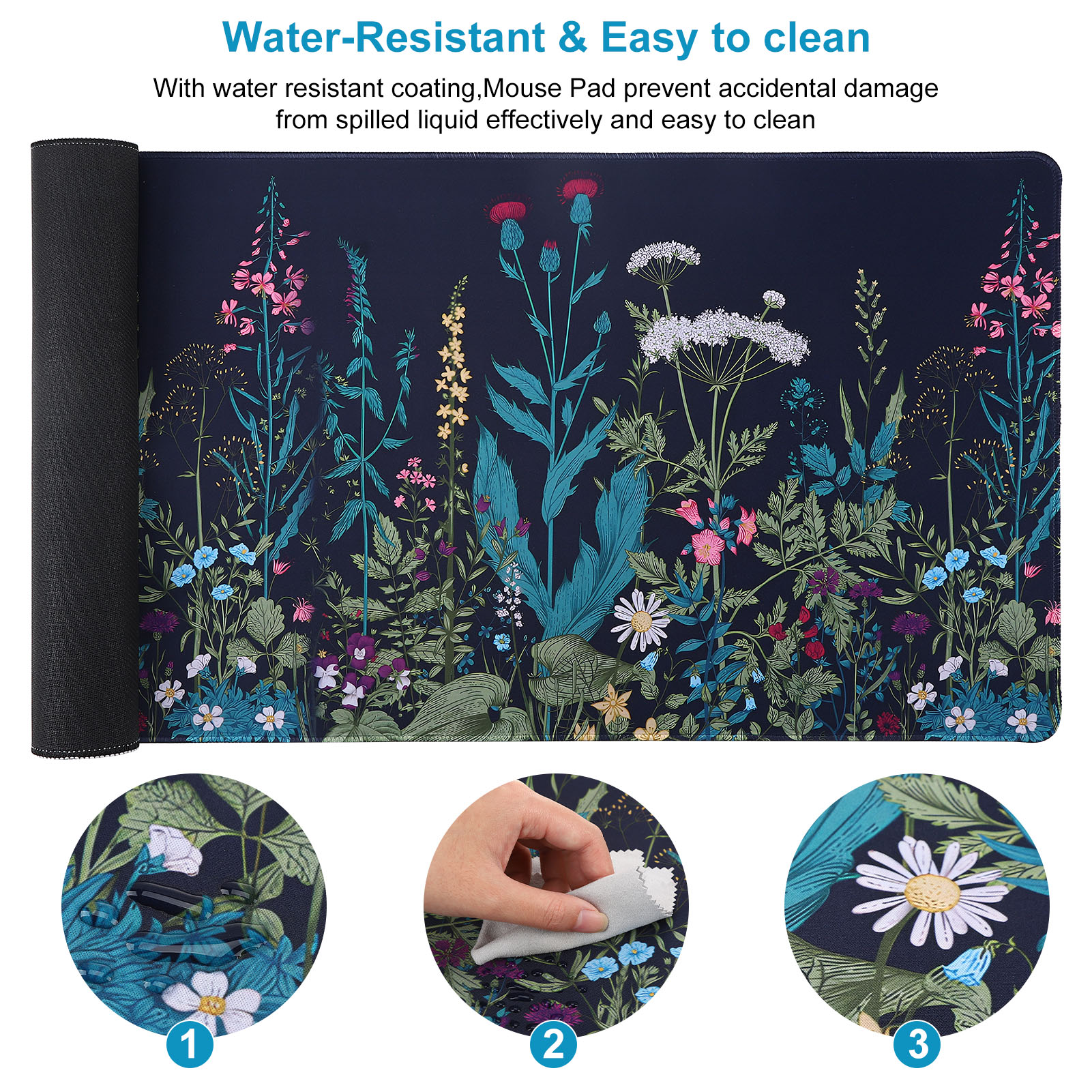 sixwipe Large Gaming Mouse Pad (XXL), Non Slip 35.4 x 15.7 inches Computer Pad for Desk with Coaster, 3mm Thickened Big Rubber Base Mouse Mat with Stitched Edges for Work, Game, Office, Home