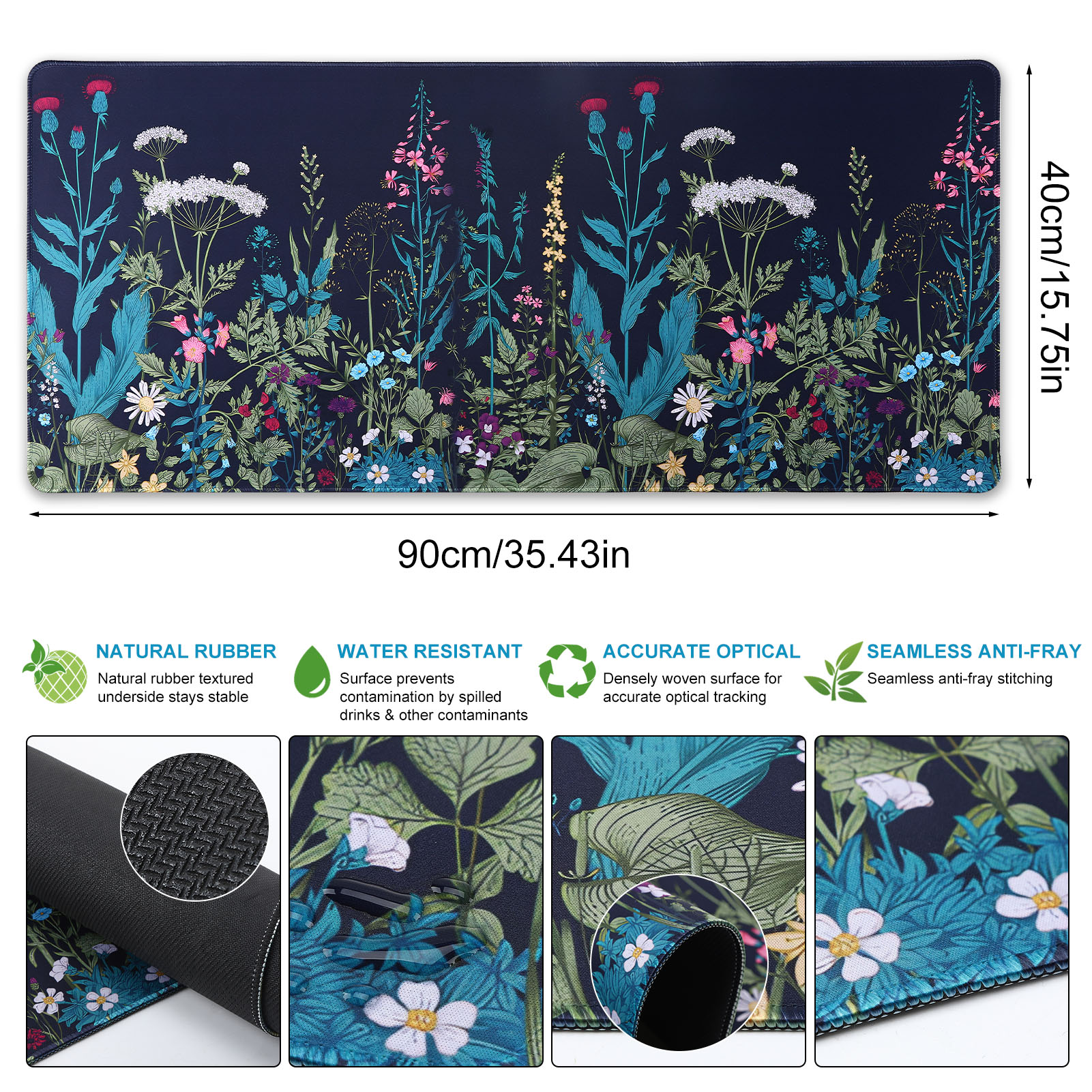 sixwipe Large Gaming Mouse Pad (XXL), Non Slip 35.4 x 15.7 inches Computer Pad for Desk with Coaster, 3mm Thickened Big Rubber Base Mouse Mat with Stitched Edges for Work, Game, Office, Home