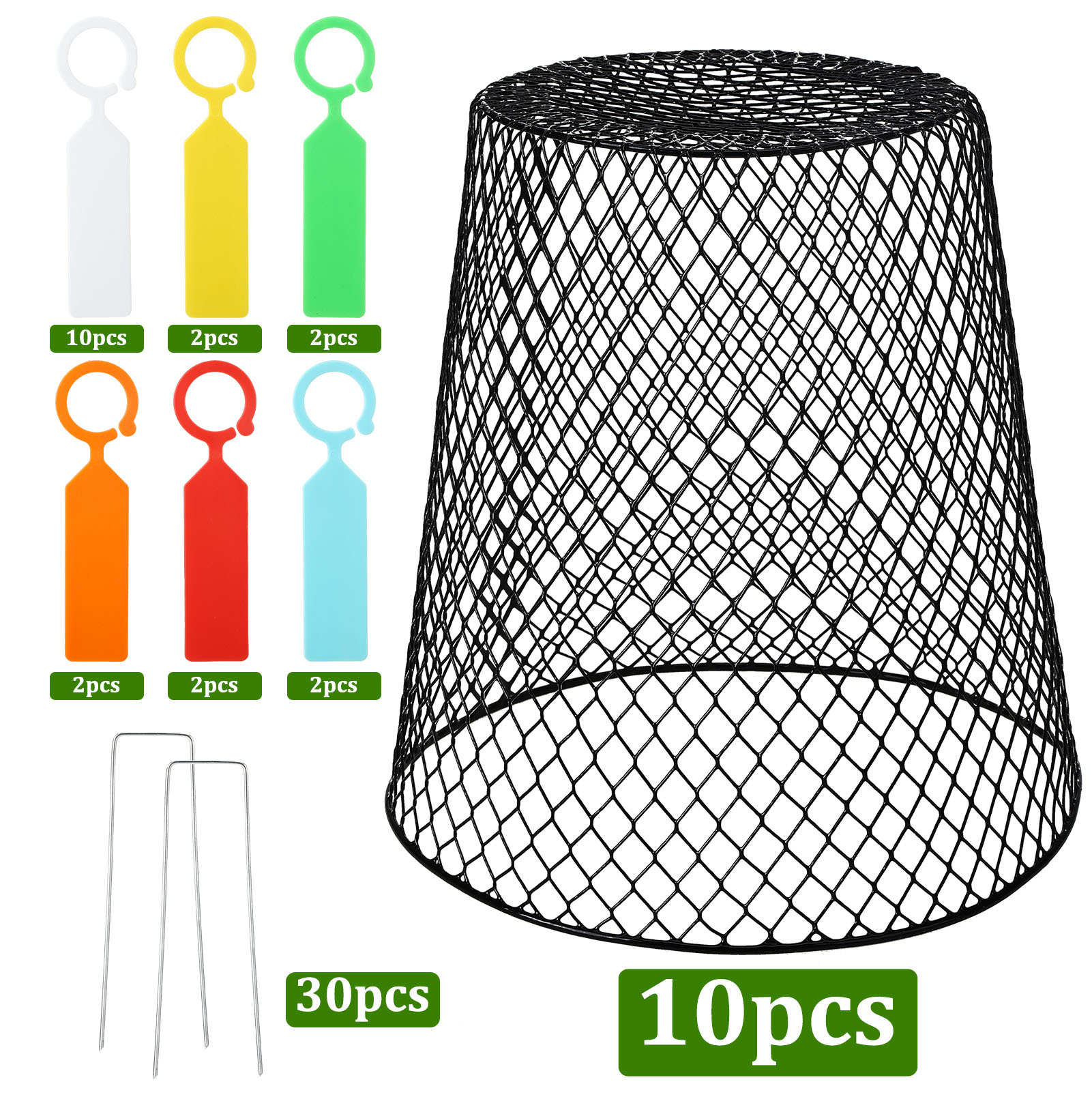 topjuju 10 Pack Wire Cloche Plant Covers, 9.13x9.13 inch Garden Cloche Plant Protectors From Animals with Stakes Labels, Rustproof Thicker Wire Cages for Keeping Bunnies Chicken Squirrels Birds Out