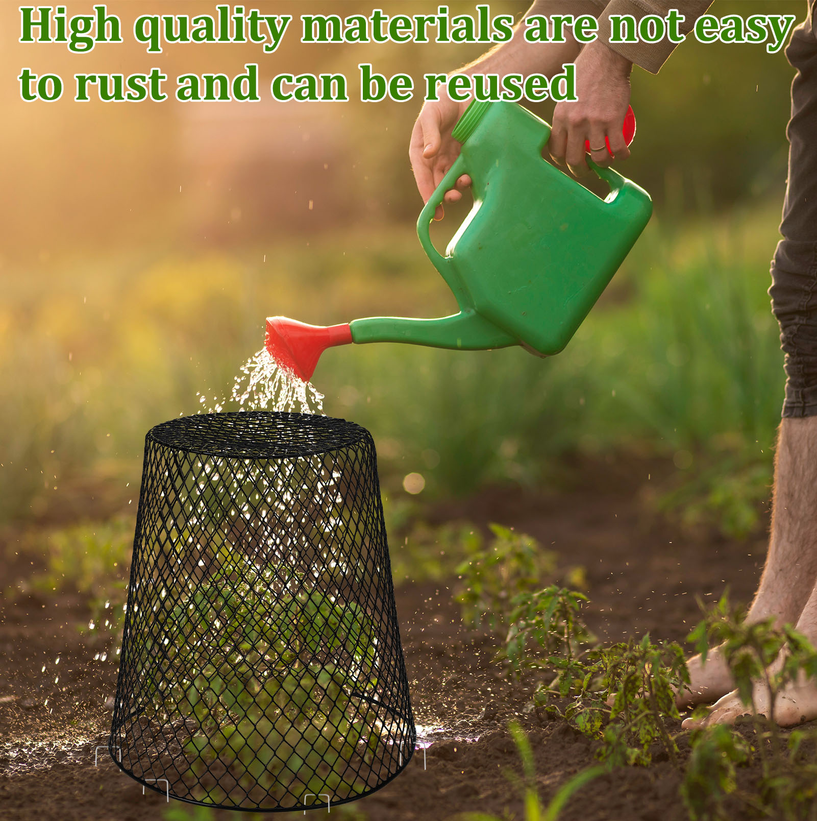 topjuju 10 Pack Wire Cloche Plant Covers, 9.13x9.13 inch Garden Cloche Plant Protectors From Animals with Stakes Labels, Rustproof Thicker Wire Cages for Keeping Bunnies Chicken Squirrels Birds Out