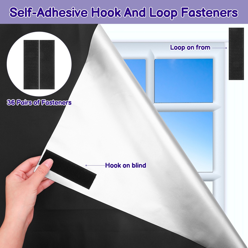 Armscye 100% Blackout Window Shades 118" x 57" Portable Blackout Curtains with Nano Adhesive, No Drill Temporary Blinds for Bedroom, Nursery, Travel & Home