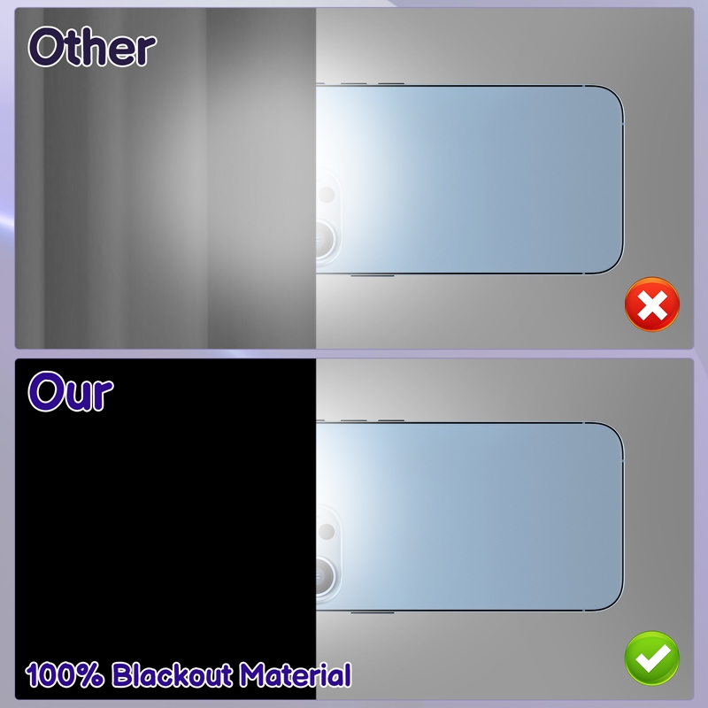 Armscye 100% Blackout Window Shades 118" x 57" Portable Blackout Curtains with Nano Adhesive, No Drill Temporary Blinds for Bedroom, Nursery, Travel & Home