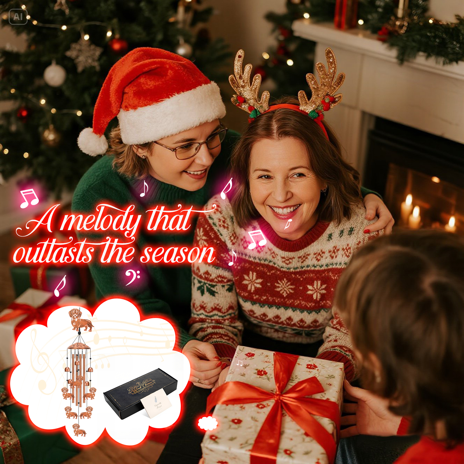 topjuju Dachshund Dog Wind Chimes, 35 Inch Metal Wind Chimes for Outside, Memorial Sympathy Wind Chimes Decor, Best Dachshund Gifts for Women Men, Windchimes Outdoors with 4 Aluminum Tubes