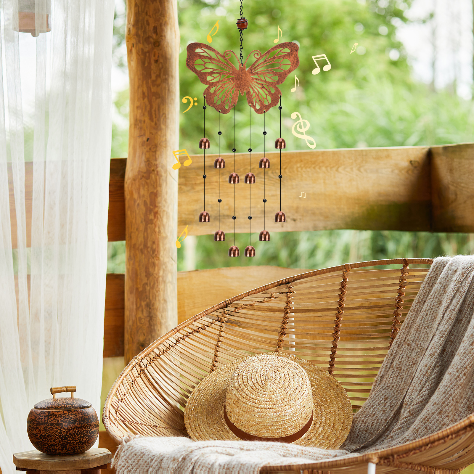 topjuju Butterfly Wind Chimes for Outside Clearance, Metal Butterfly Gifts for Women Men, Outdoor Butterfly Garden Patio Home Decor, Memorial Windchimes Suitable as Gift for Mom Sisters Friends