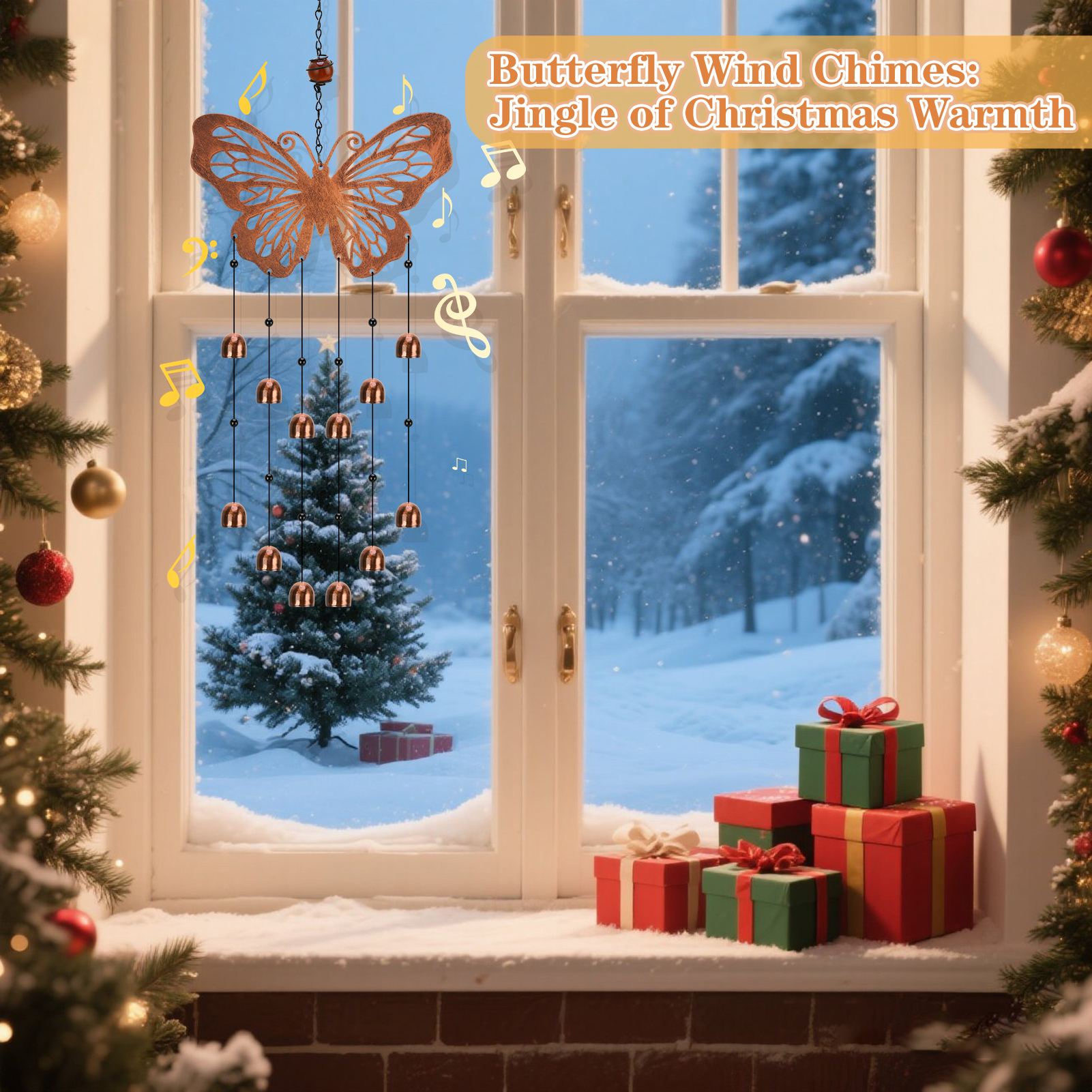 topjuju Butterfly Wind Chimes for Outside Clearance, Metal Butterfly Gifts for Women Men, Outdoor Butterfly Garden Patio Home Decor, Memorial Windchimes Suitable as Gift for Mom Sisters Friends