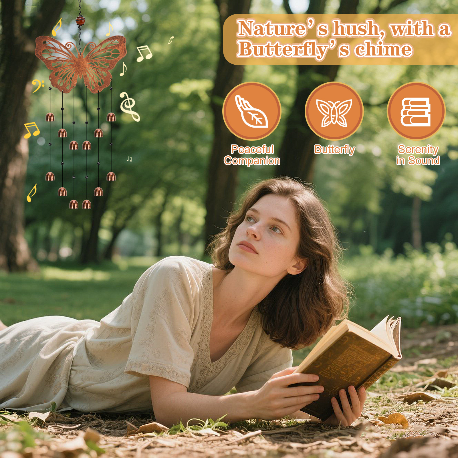 topjuju Butterfly Wind Chimes for Outside Clearance, Metal Butterfly Gifts for Women Men, Outdoor Butterfly Garden Patio Home Decor, Memorial Windchimes Suitable as Gift for Mom Sisters Friends