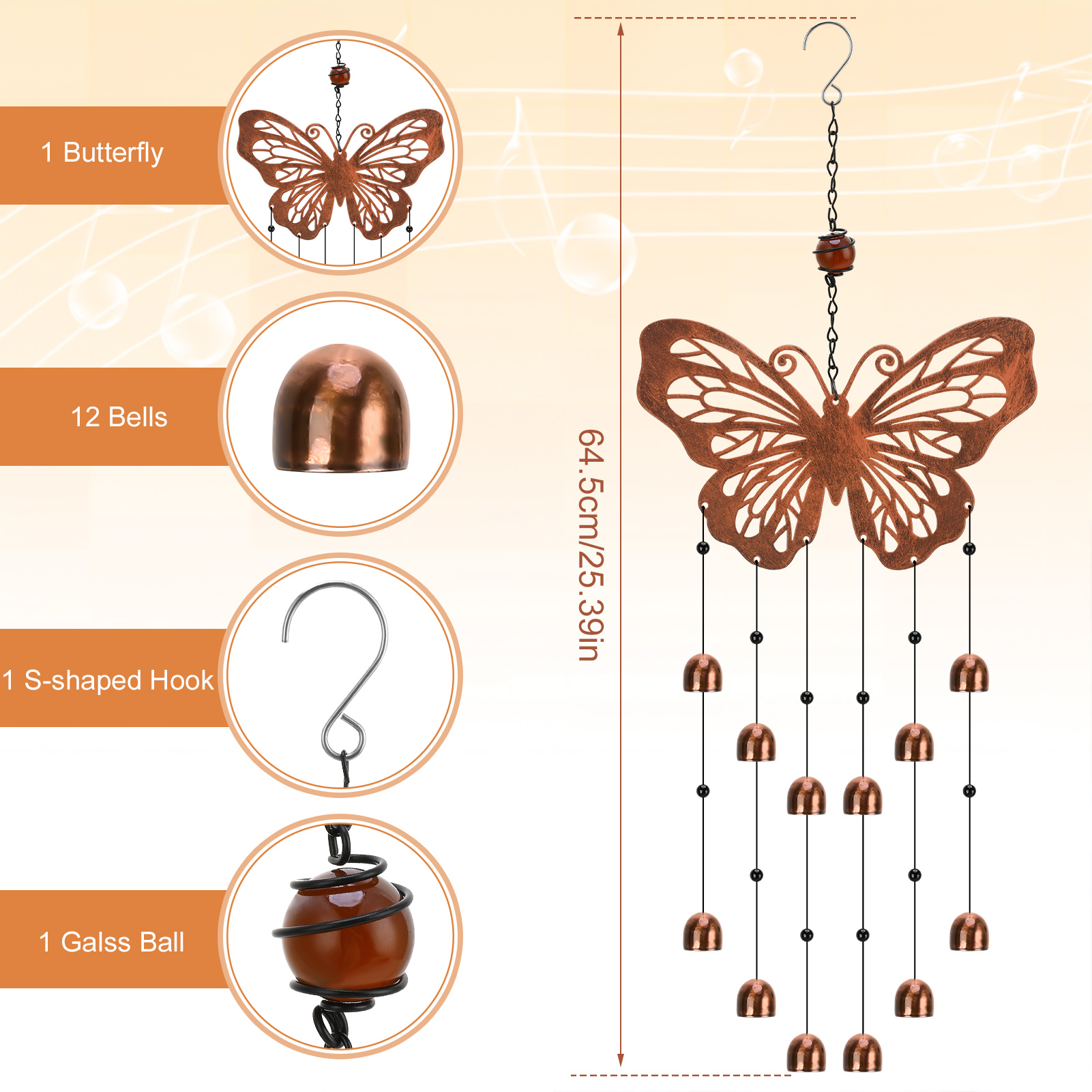 topjuju Butterfly Wind Chimes for Outside Clearance, Metal Butterfly Gifts for Women Men, Outdoor Butterfly Garden Patio Home Decor, Memorial Windchimes Suitable as Gift for Mom Sisters Friends