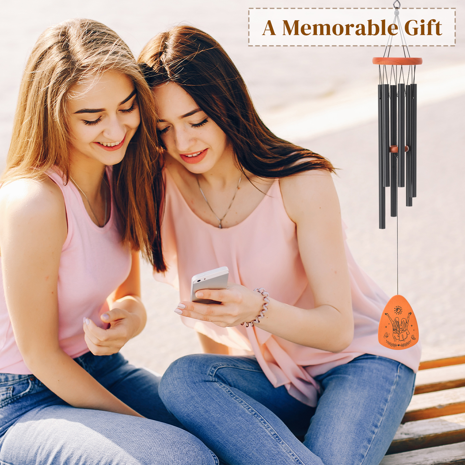 topjuju Wind Chimes for Friend, Best Friendship Gifts Sister Gifts on Birthday Christmas, Metal Windchimes Outdoors with Adjustable Sound Quality, Windchimes Outdoors Decor for Patio Porch Garden