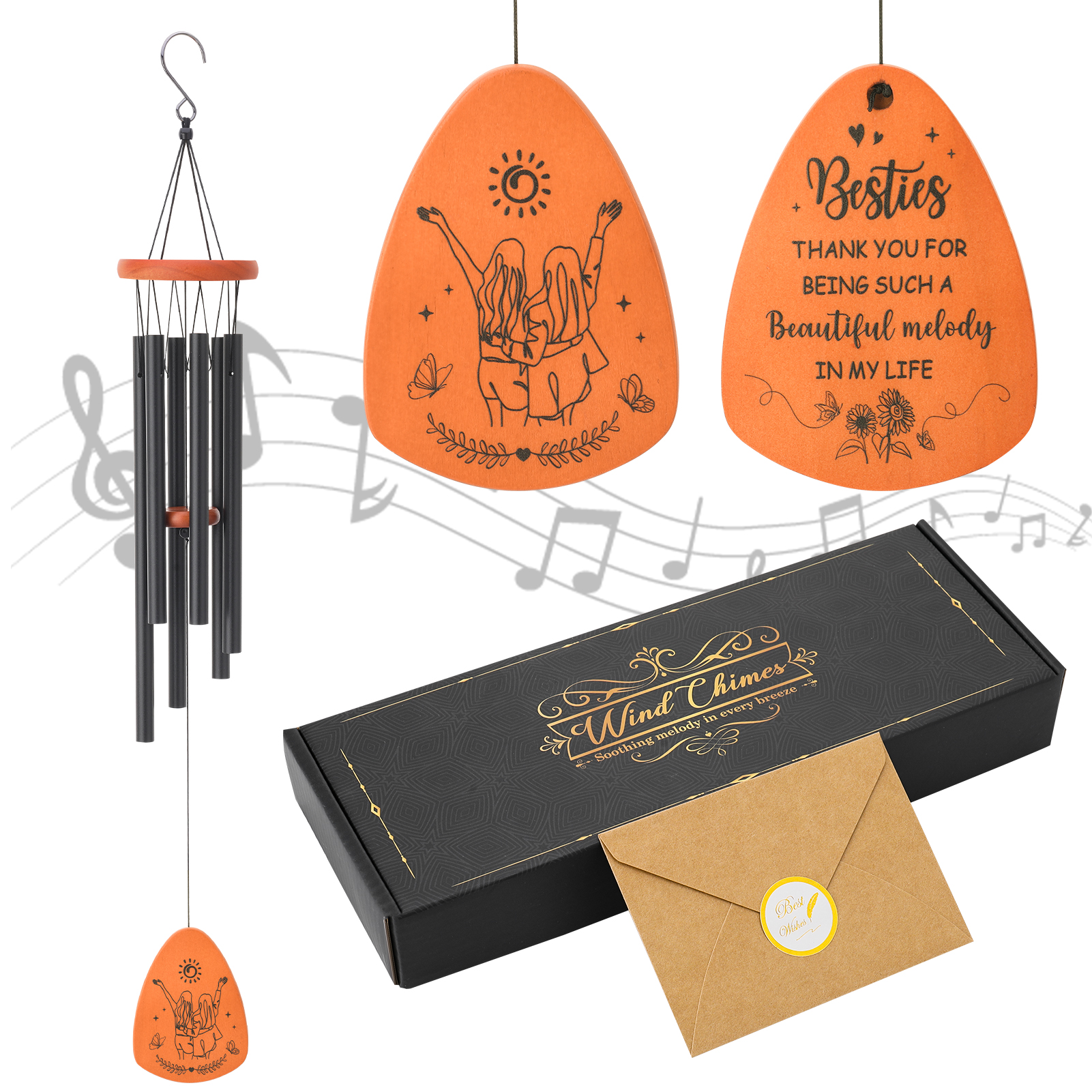 topjuju Wind Chimes for Friend, Best Friendship Gifts Sister Gifts on Birthday Christmas, Metal Windchimes Outdoors with Adjustable Sound Quality, Windchimes Outdoors Decor for Patio Porch Garden