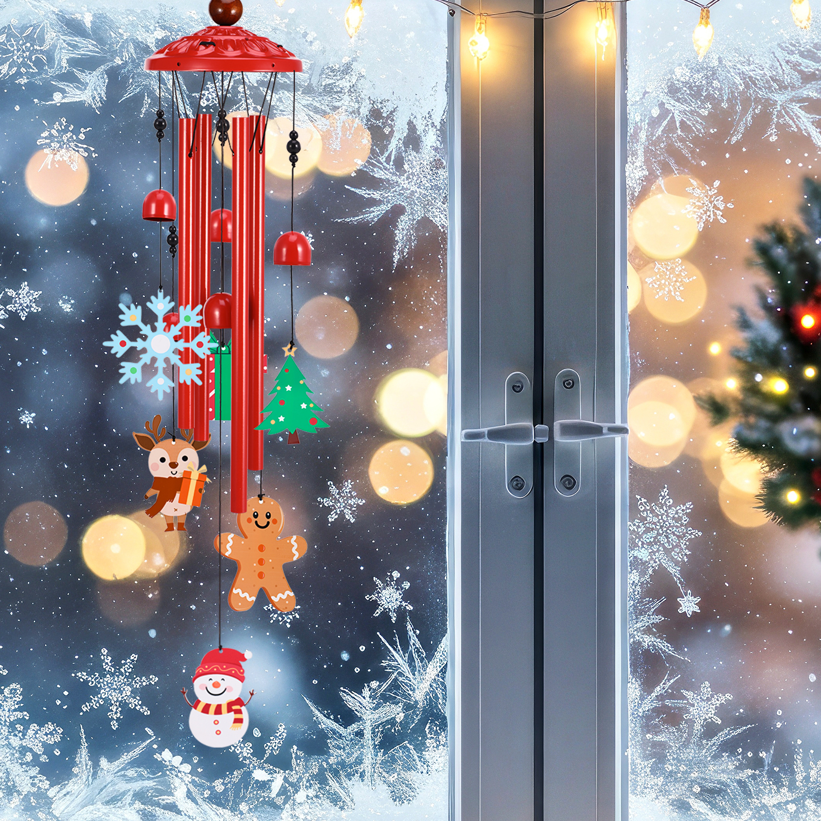 topjuju 36 Inch Christmas Wind Chime, Outdoor Christmas Decorations Windchime, Metal Wind Chimes for Outside for Garden Patio Yard Porch, Best Christmas Gifts for Mom Grandma Friends