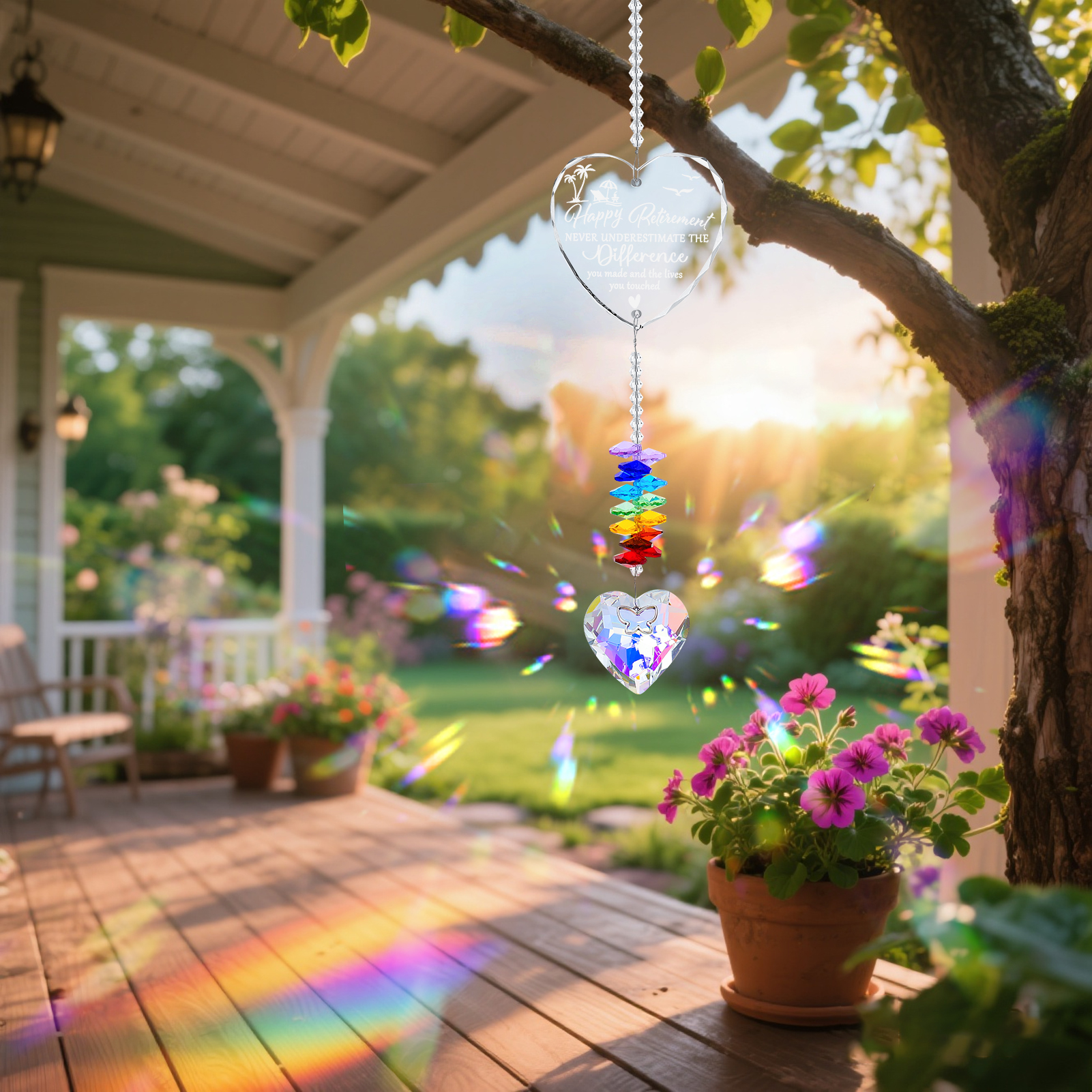 Armscye Retirement Decorations Gifts, K9 Crystal Suncatcher with Engraved Happy Retirement Message, Suncatcher Ornament for Windows Hanging, Appreciation Gift for Retired Teacher Nurse Coworker