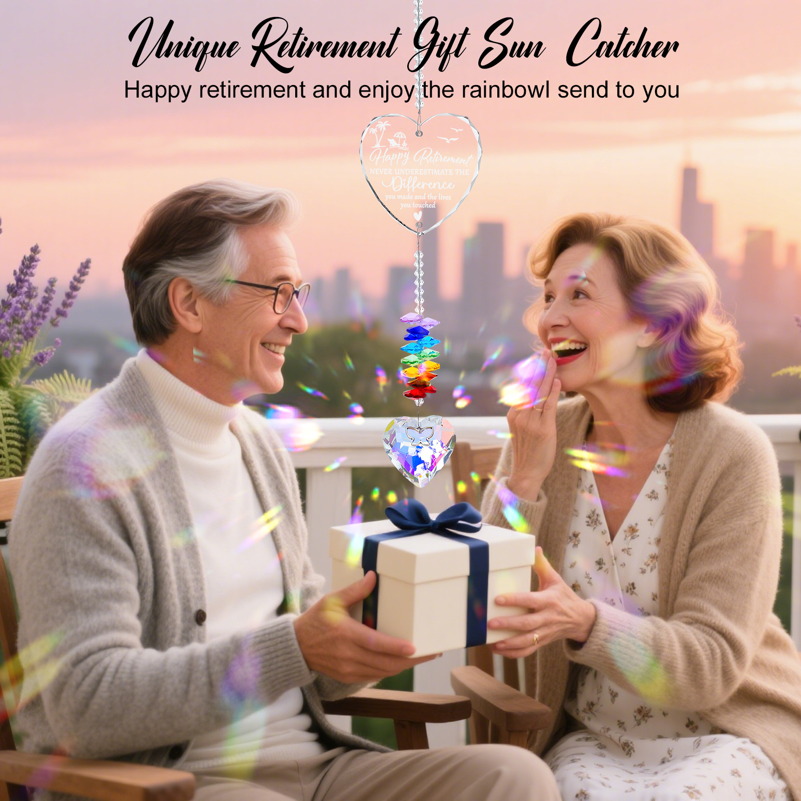 Armscye Retirement Decorations Gifts, K9 Crystal Suncatcher with Engraved Happy Retirement Message, Suncatcher Ornament for Windows Hanging, Appreciation Gift for Retired Teacher Nurse Coworker