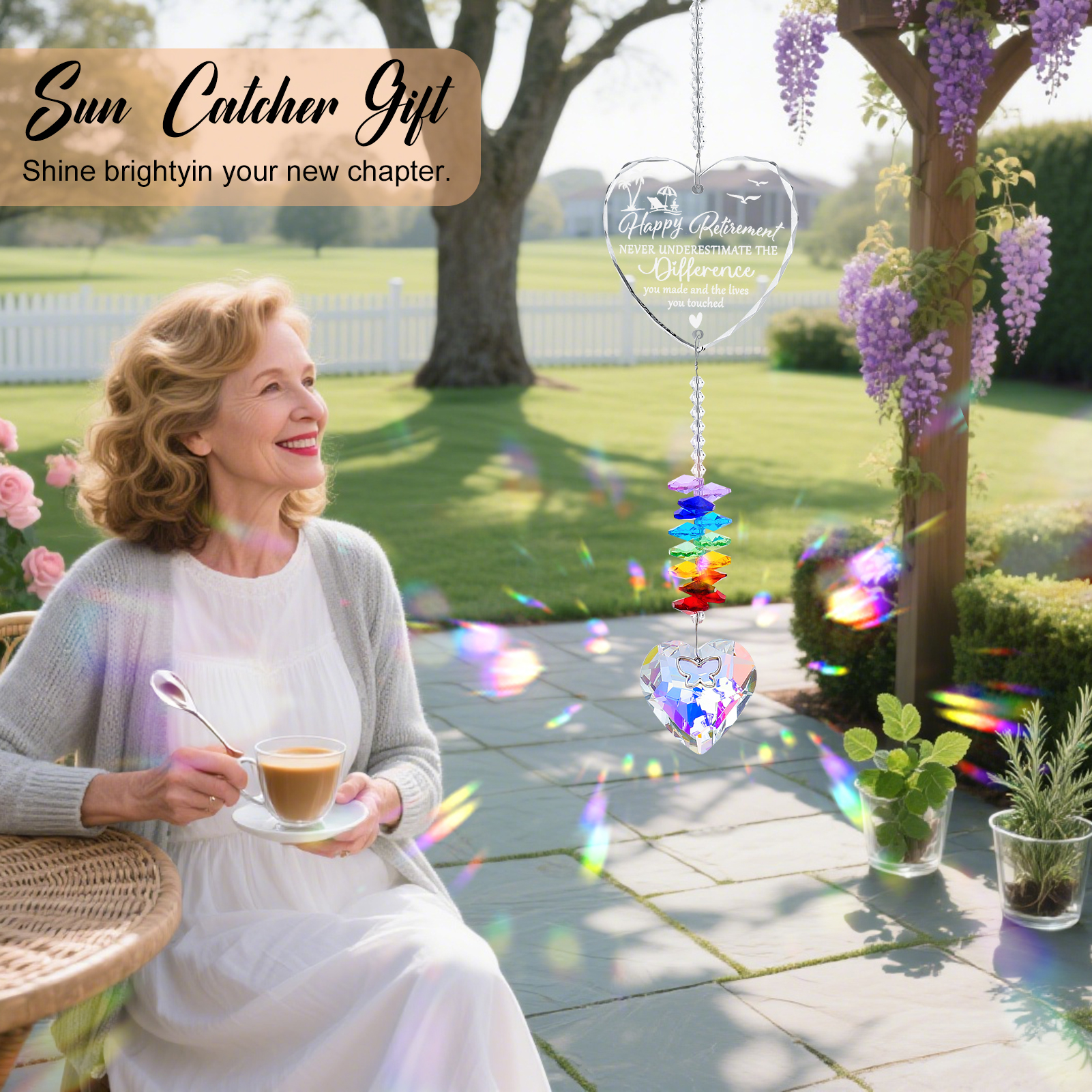 Armscye Retirement Decorations Gifts, K9 Crystal Suncatcher with Engraved Happy Retirement Message, Suncatcher Ornament for Windows Hanging, Appreciation Gift for Retired Teacher Nurse Coworker