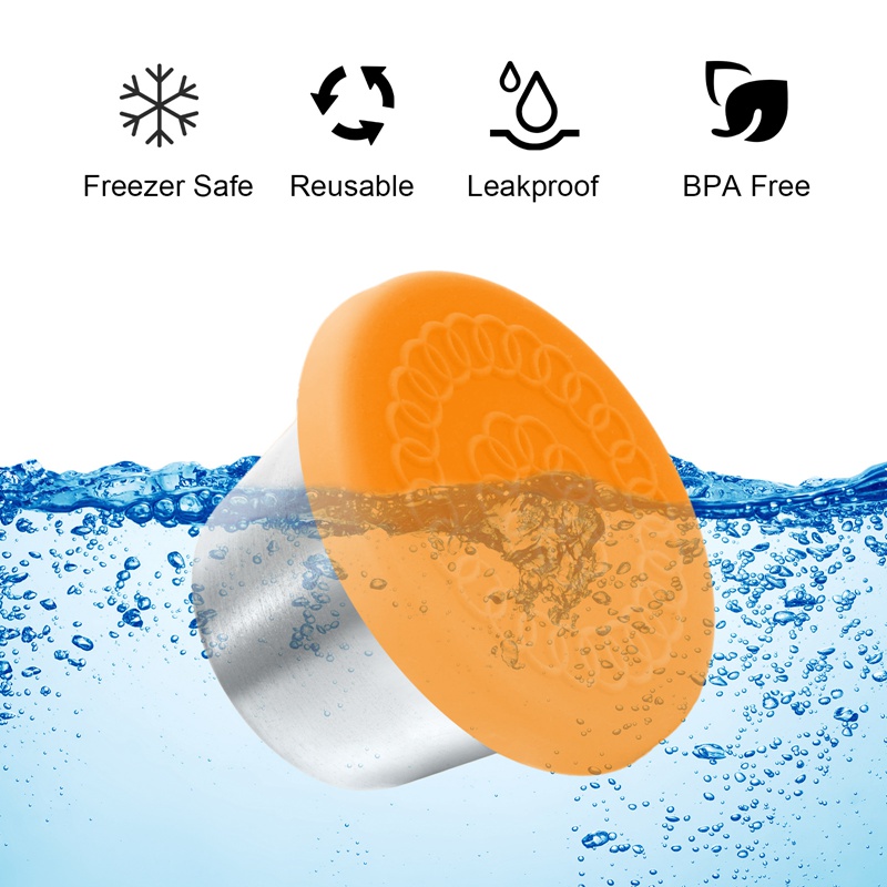 Bocaoying 8 Pack Salad Dressing Container To Go, 2.4 oz/70ml Reusable Small Condiment Containers with Lids, Leakproof Silicone Lids Stainless Steel Sauce Cups Containers for Lunch Box, Picnic, Travel