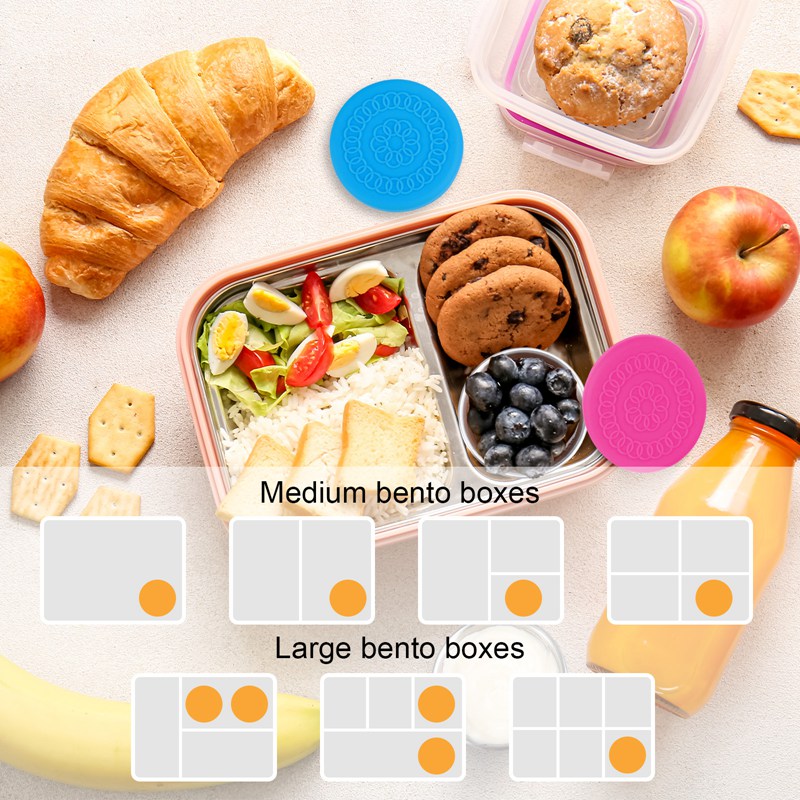 Bocaoying 8 Pack Salad Dressing Container To Go, 2.4 oz/70ml Reusable Small Condiment Containers with Lids, Leakproof Silicone Lids Stainless Steel Sauce Cups Containers for Lunch Box, Picnic, Travel