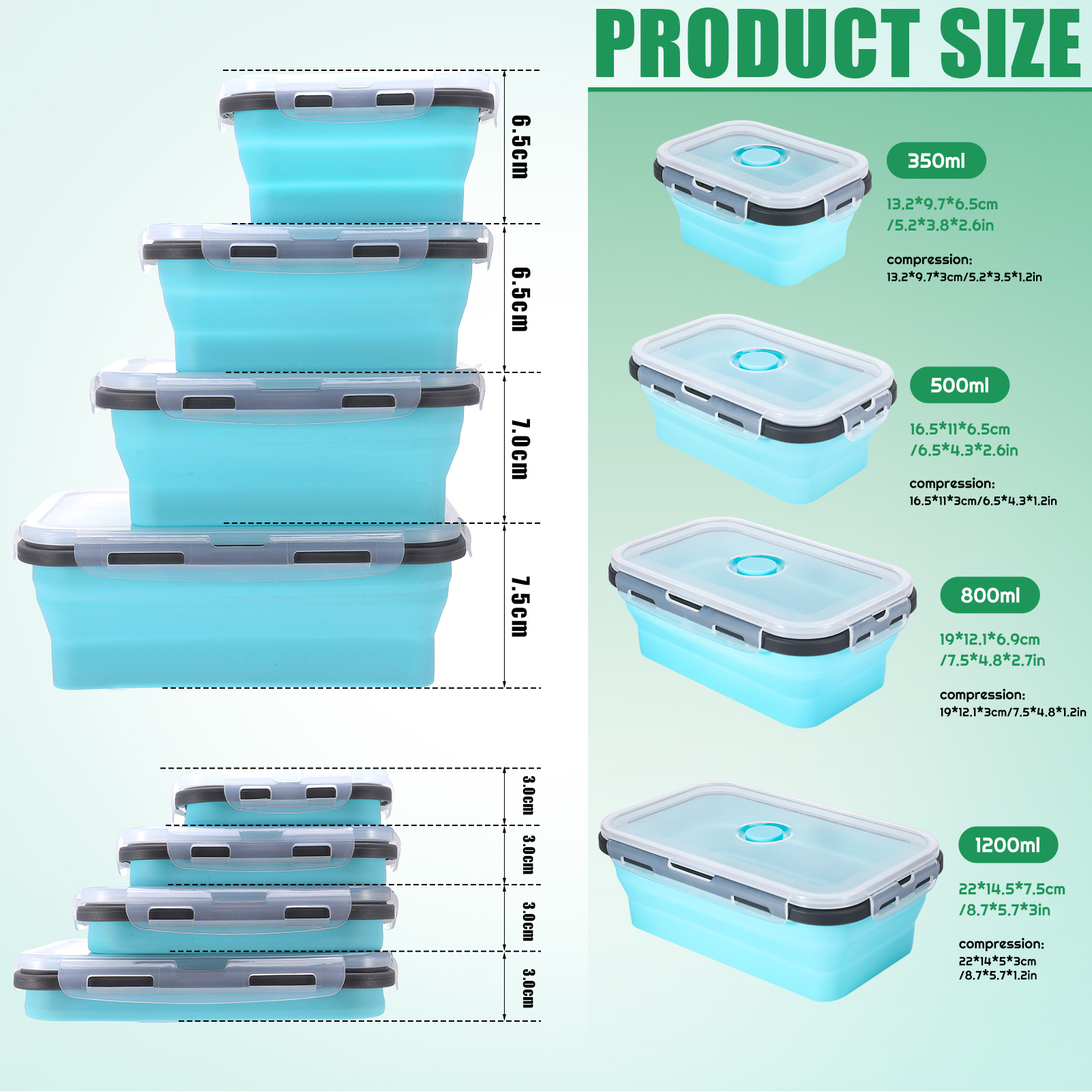 Bocaoying 4 Pack Silicone Collapsible Bowls with Airtight Lids, Collapsible Food Storage Containers, Foldable Lunch Bowls for Kitchen Travel Camping Microwave and Freezer Safe