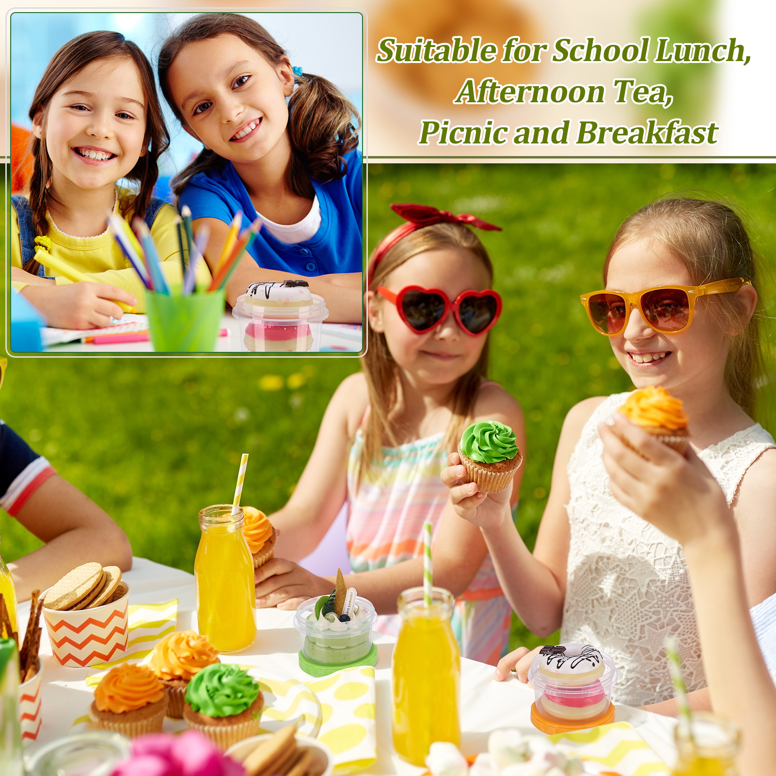 Topekada 12 Pack 8 oz Plastic Containers with Lids, Heatable Clear Food Storage Container, Reusable Jars with Lid, Small Freezer Containers for Storing Vegetable Fruit Snack Jam (Red Yellow Green)