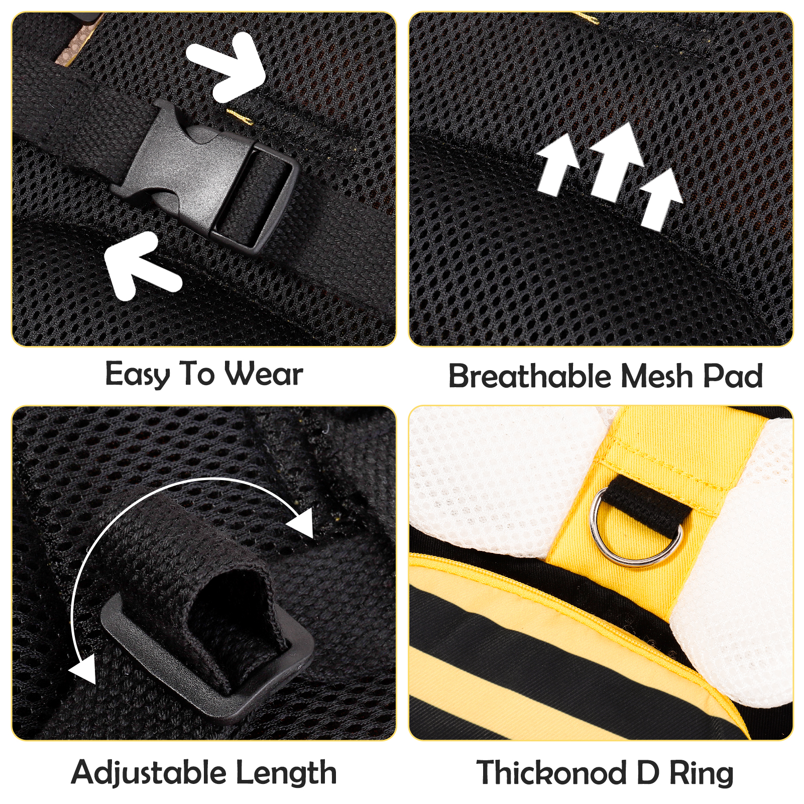 sixwipe 3 in 1 Toddler Harness Leashes + Anti Lost Wrist Link, Cute Bee Kids Harness Backpack with Leash, Child Harness Leash Safety Wristband Strap Belt Protector for Baby Boys Girls to Outdoor