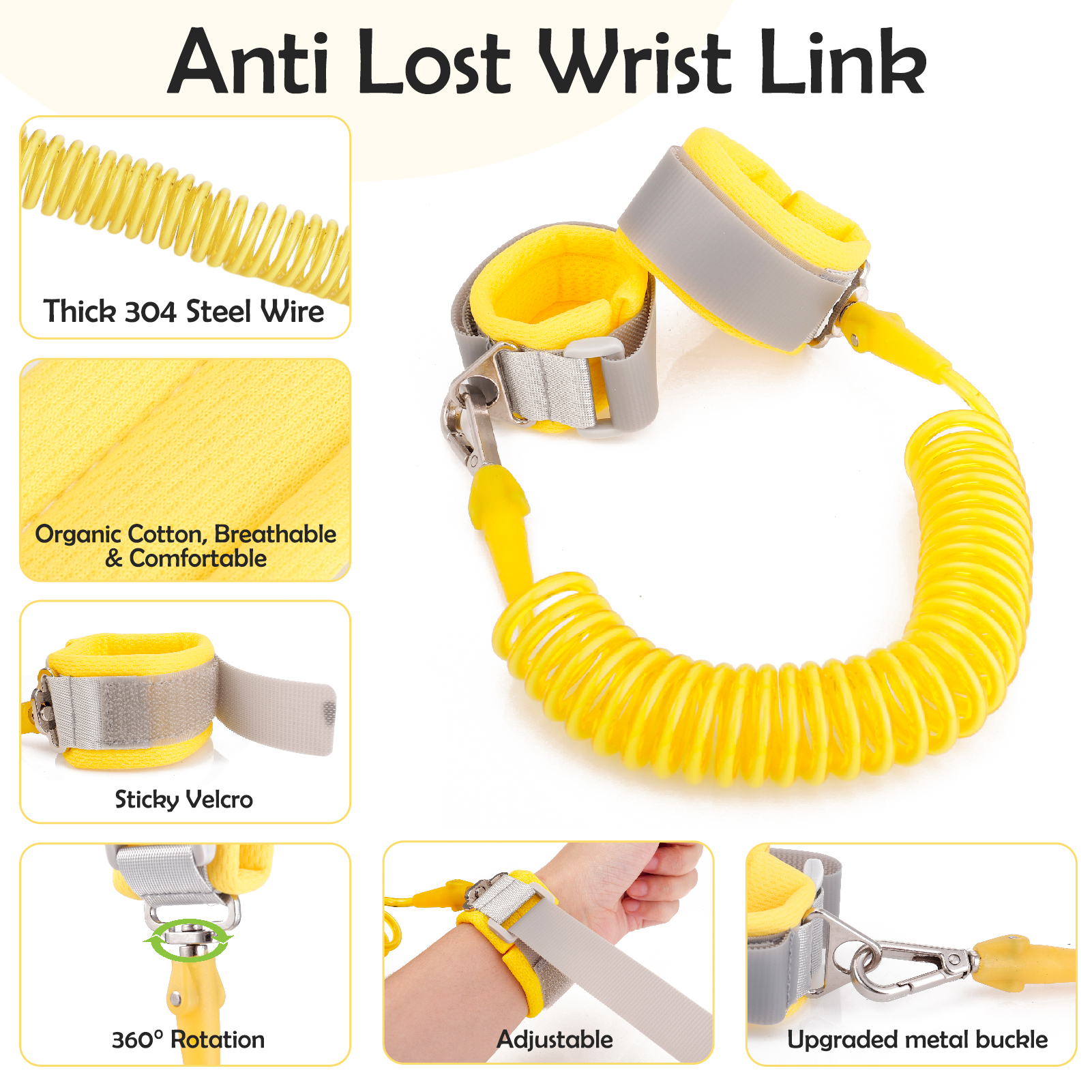 sixwipe 3 in 1 Toddler Harness Leashes + Anti Lost Wrist Link, Cute Bee Kids Harness Backpack with Leash, Child Harness Leash Safety Wristband Strap Belt Protector for Baby Boys Girls to Outdoor