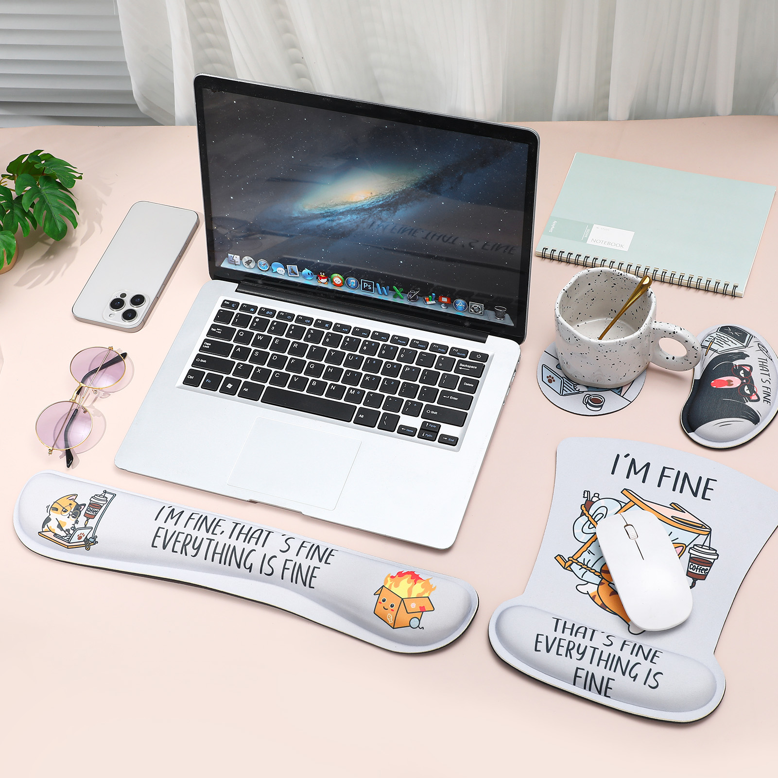 sixwipe Ergonomic Mouse Pad with Wrist Rest, Funny Cute Desk Keyboard Wrist Rest and Computer Wrist Support, No Slip Keyboard Wrist Pad with Coaster for Easy Typing and Hand Pain Relief