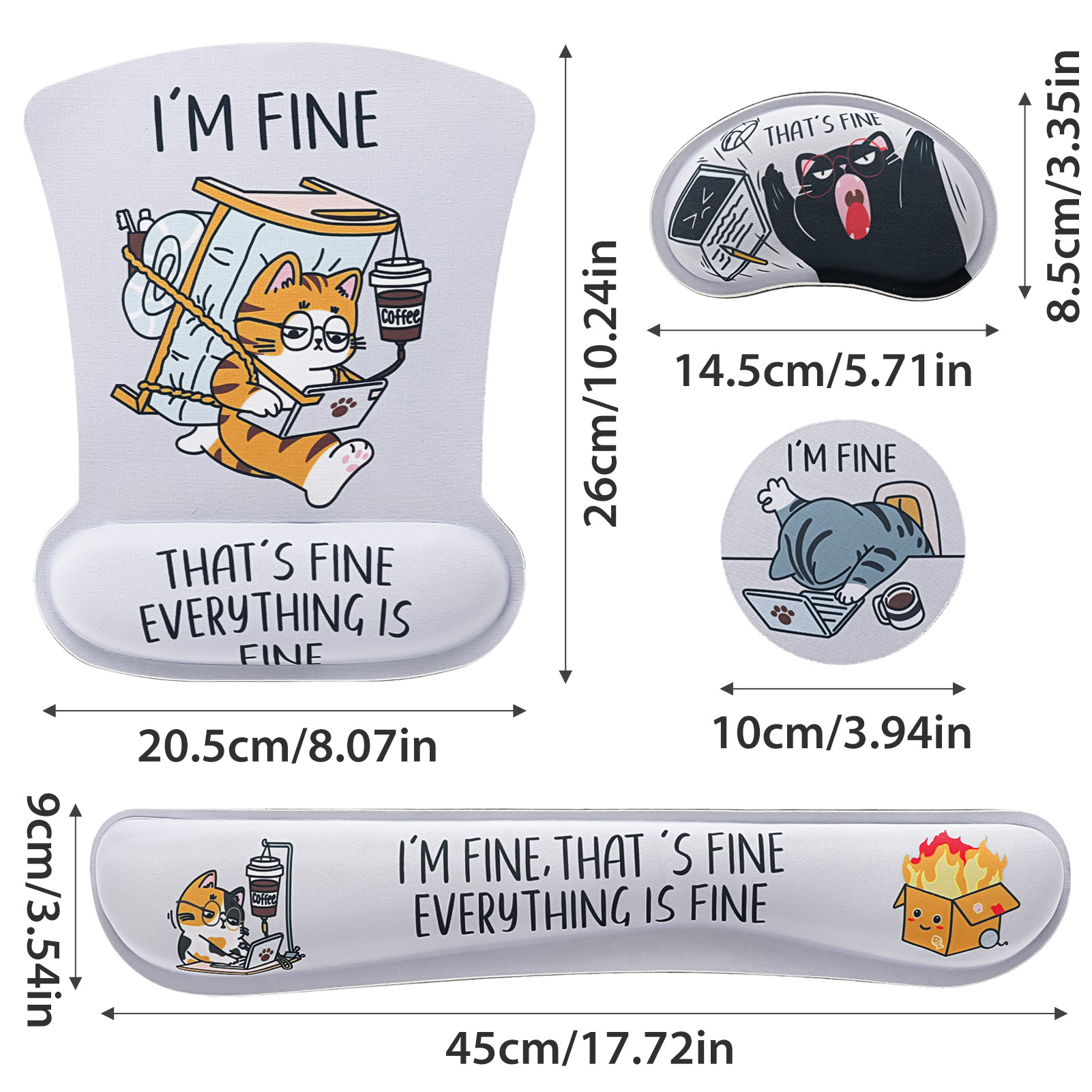 sixwipe Ergonomic Mouse Pad with Wrist Rest, Funny Cute Desk Keyboard Wrist Rest and Computer Wrist Support, No Slip Keyboard Wrist Pad with Coaster for Easy Typing and Hand Pain Relief