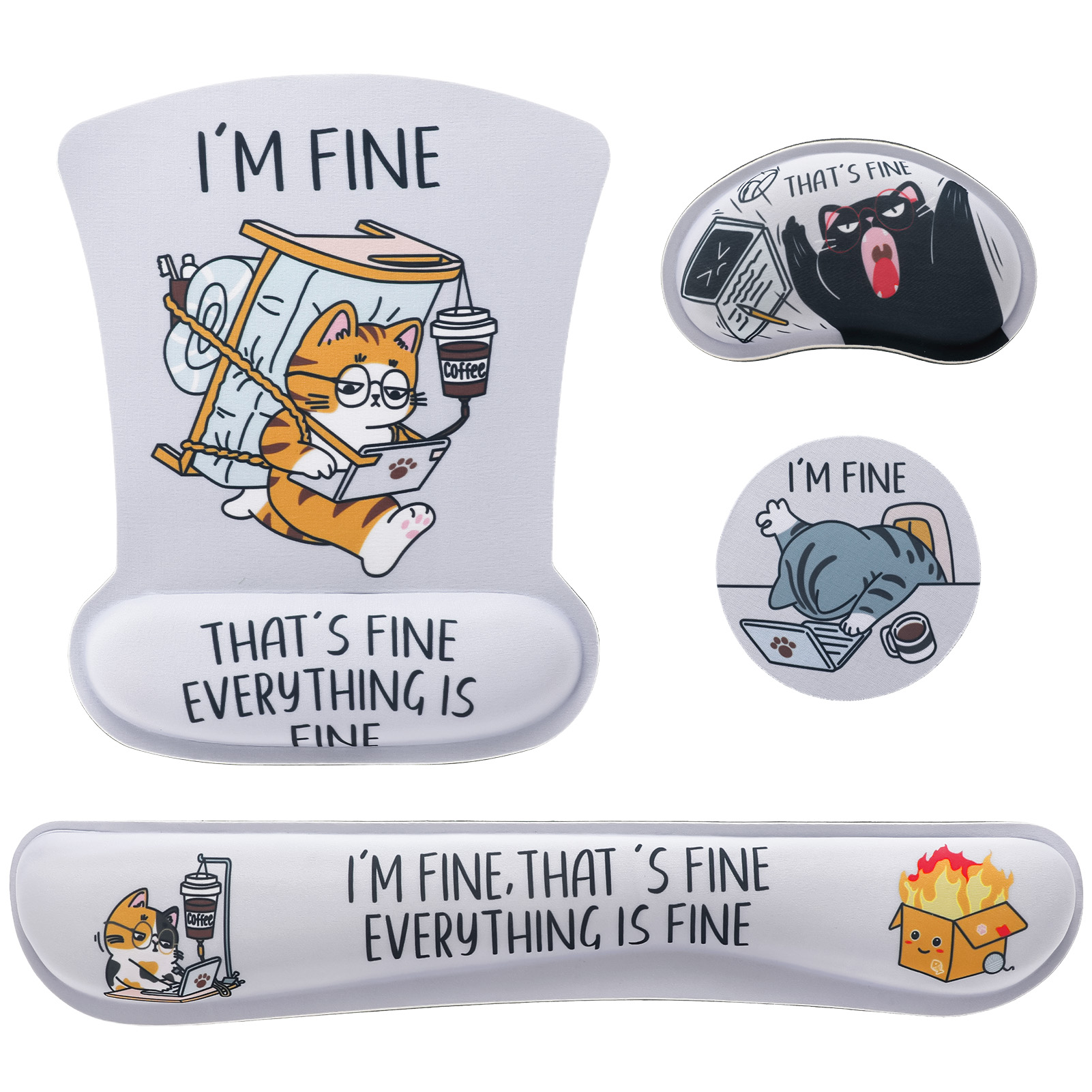 sixwipe Ergonomic Mouse Pad with Wrist Rest, Funny Cute Desk Keyboard Wrist Rest and Computer Wrist Support, No Slip Keyboard Wrist Pad with Coaster for Easy Typing and Hand Pain Relief