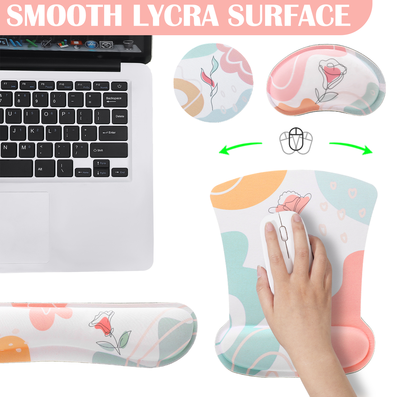 sixwipe Ergonomic Mouse Pad with Wrist Rest, Beautiful Rose Desk Keyboard Wrist Rest and Computer Wrist Support, No Slip Keyboard Wrist Pad with Coaster for Easy Typing and Hand Pain Relief