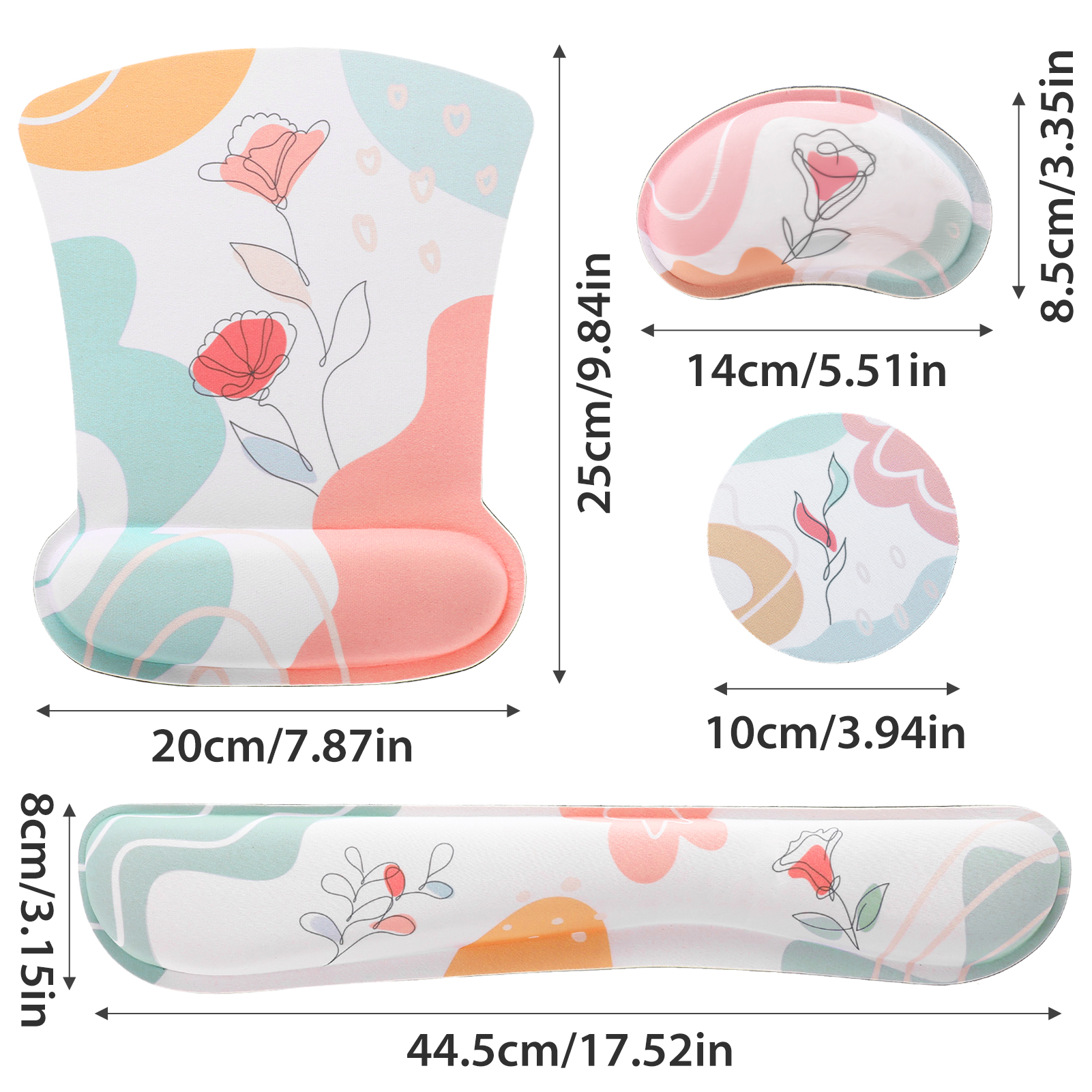 sixwipe Ergonomic Mouse Pad with Wrist Rest, Beautiful Rose Desk Keyboard Wrist Rest and Computer Wrist Support, No Slip Keyboard Wrist Pad with Coaster for Easy Typing and Hand Pain Relief