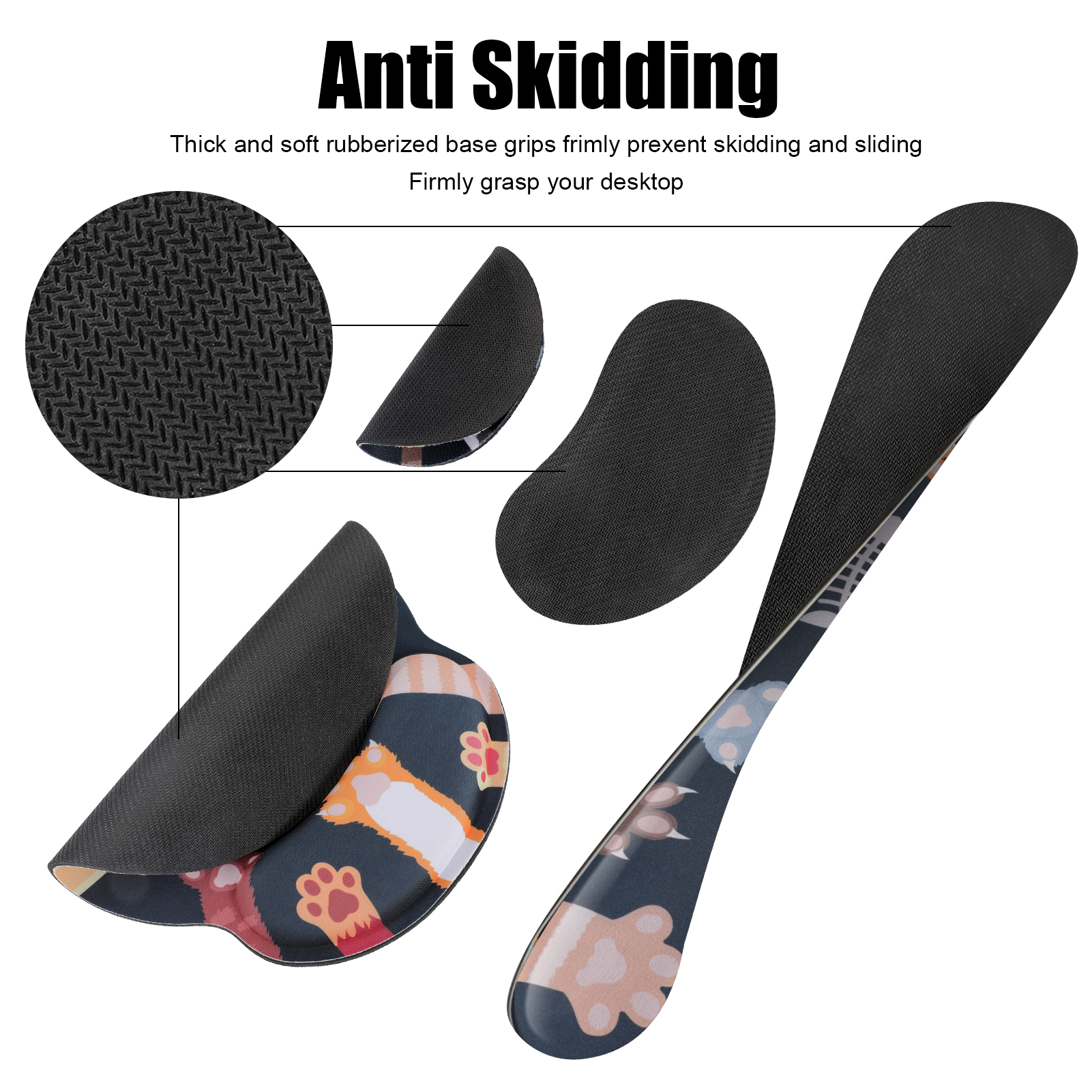 sixwipe Ergonomic Mouse Pad with Wrist Rest, No Slip Keyboard Wrist Rest and Computer Wrist Support, Memory Foam Wrist Pad with Cup Coaster for Keyboard for Easy Typing and Hand Pain Relief