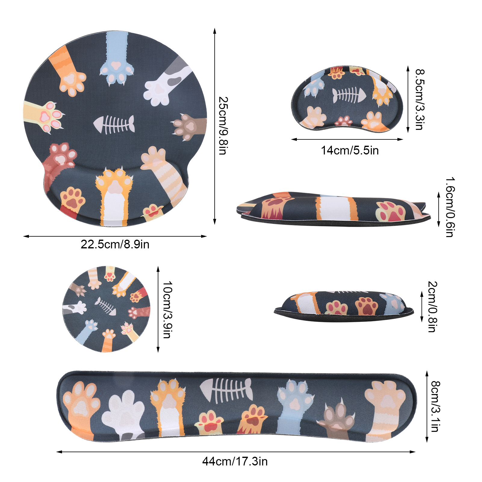 sixwipe Ergonomic Mouse Pad with Wrist Rest, No Slip Keyboard Wrist Rest and Computer Wrist Support, Memory Foam Wrist Pad with Cup Coaster for Keyboard for Easy Typing and Hand Pain Relief