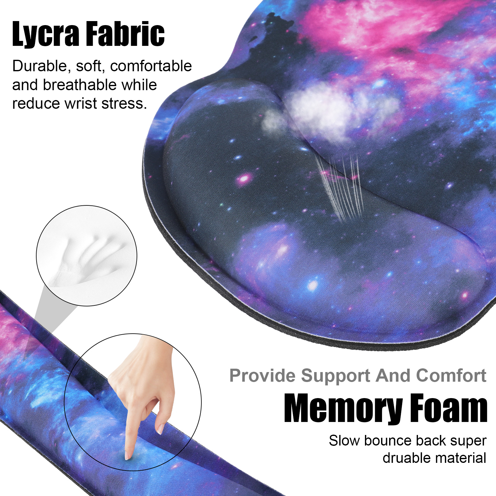 sixwipe Ergonomic Mouse Pad with Wrist Rest, No Slip Keyboard Wrist Rest and Computer Wrist Support, Memory Foam Wrist Pad with Cup Coaster for Keyboard for Easy Typing and Hand Pain Relief